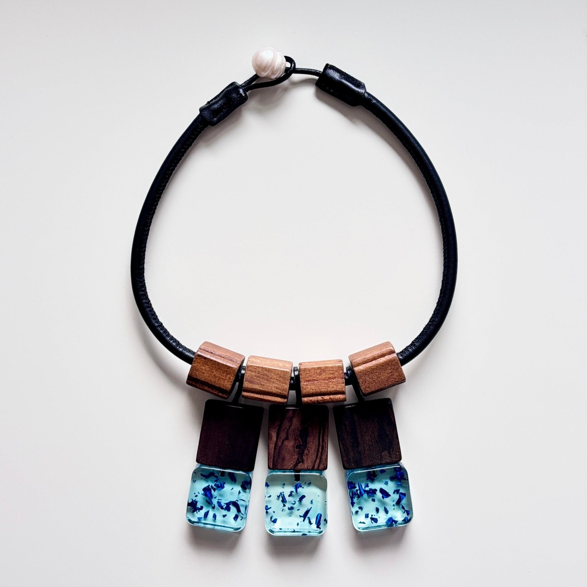 Forest Echo - Wood & Resin Necklace