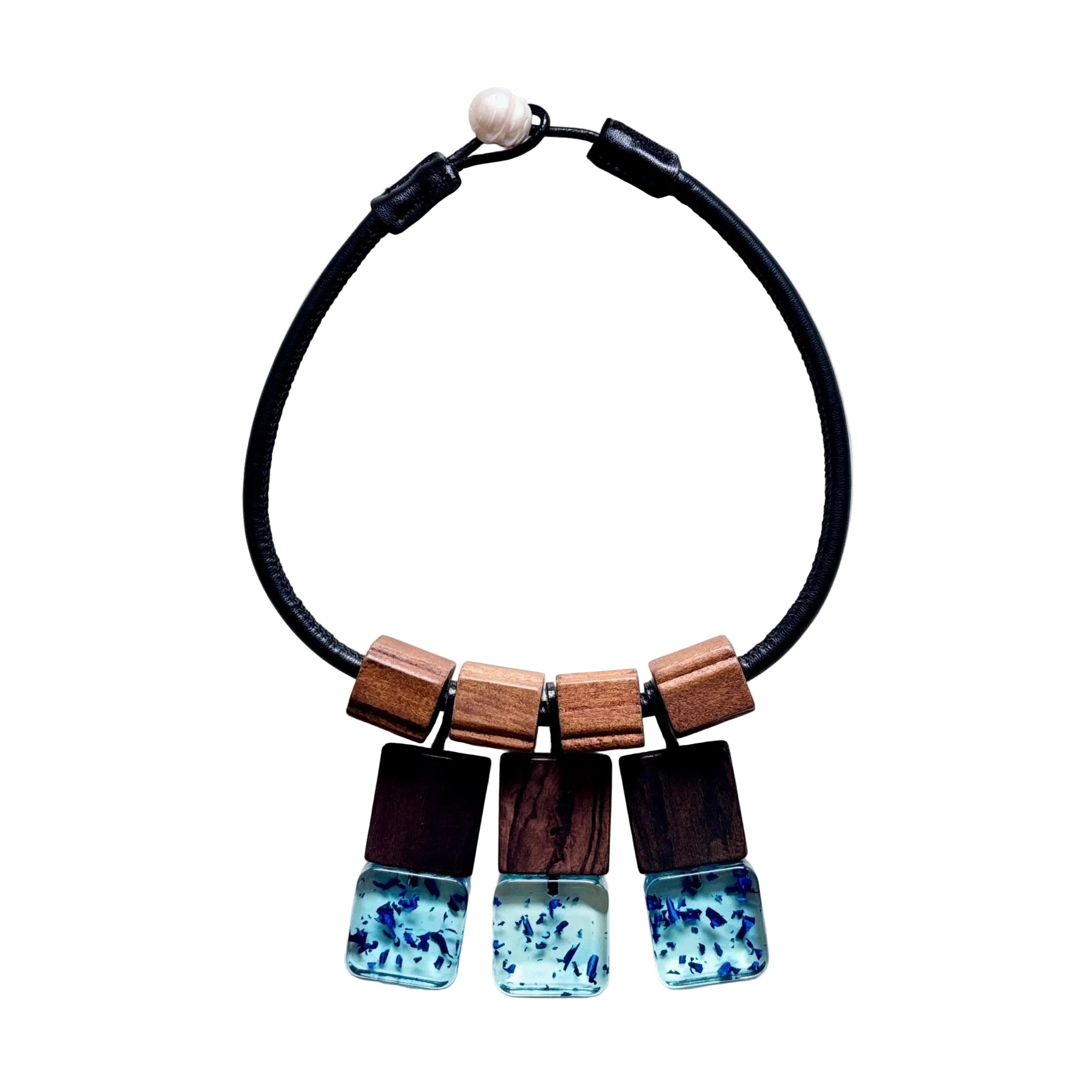 Forest Echo Wood & Resin Necklace