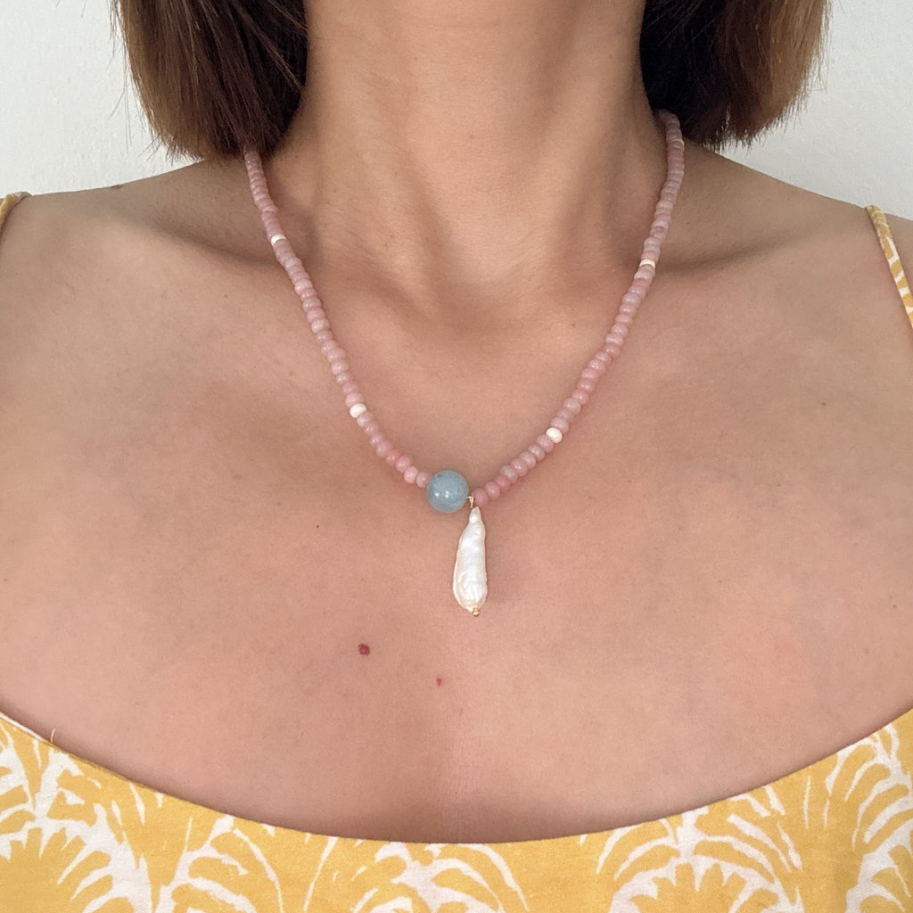 Model wearing Strawberry Gelato Necklace