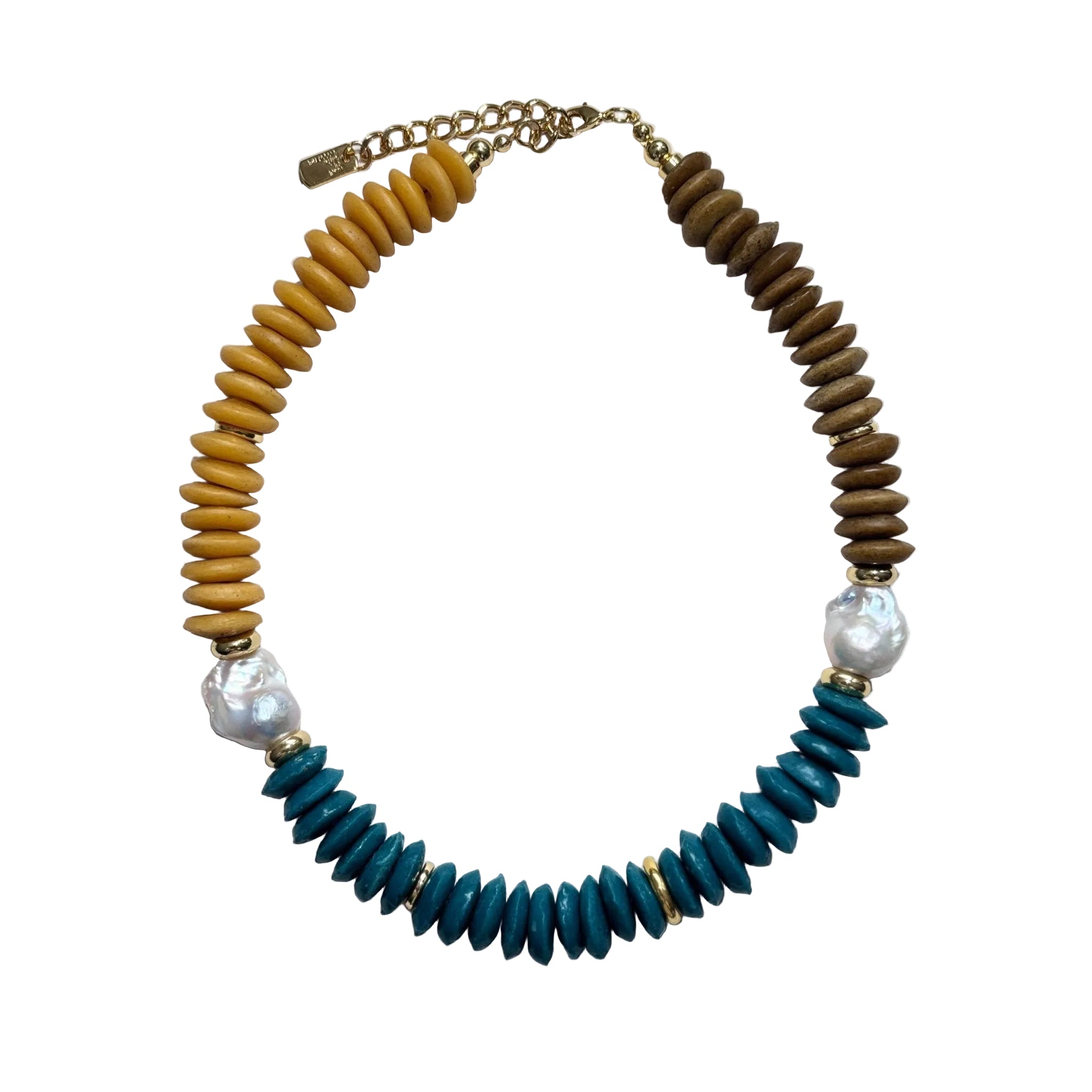 Harvest Carnival Glass Bead & Baroque Pearl Necklace