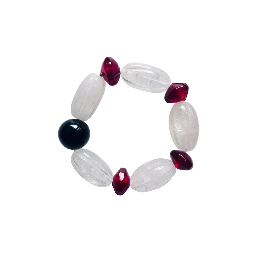 Detail of Heartline Crystal and Black Agate Bracelet