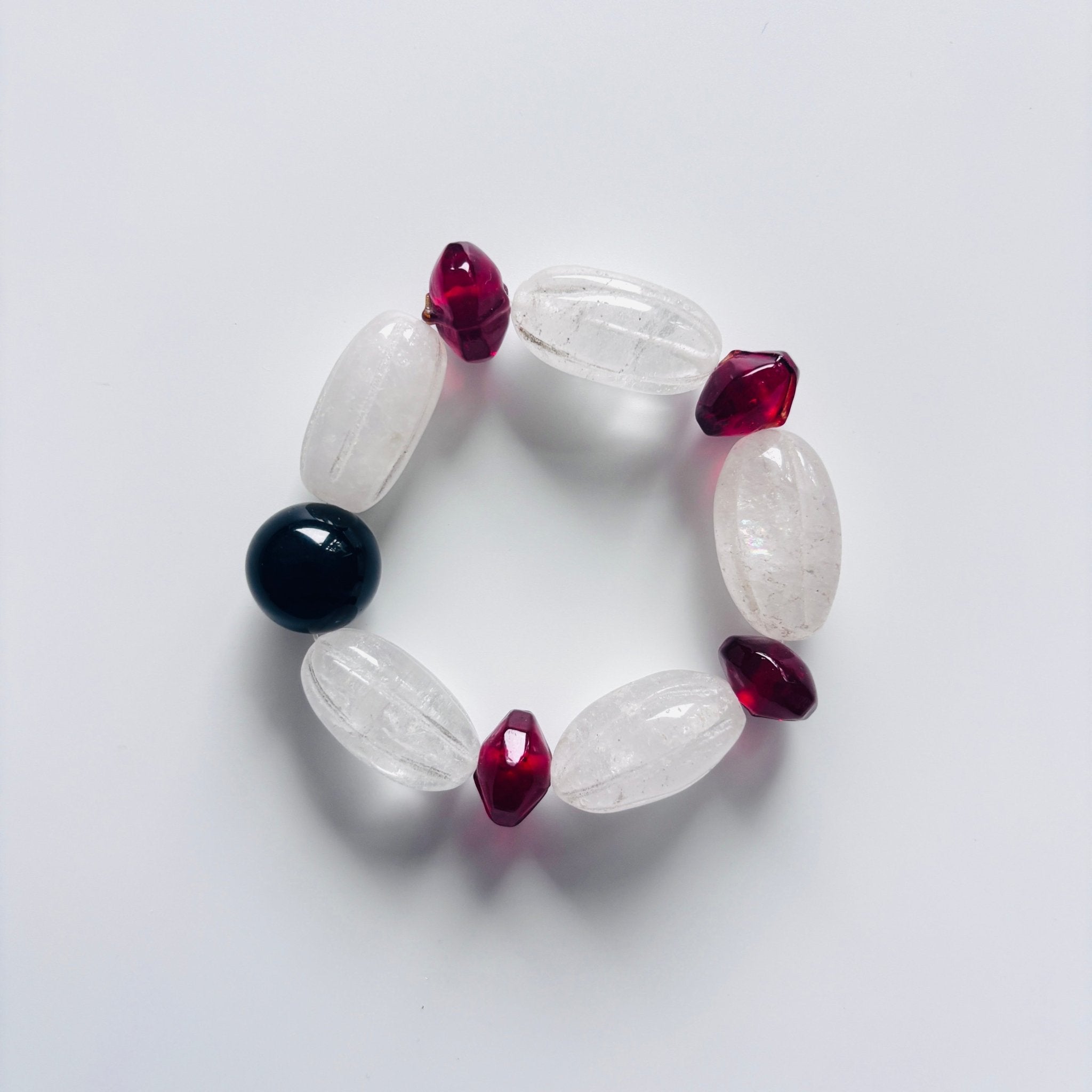 Detail of Heartline Crystal and Black Agate Bracelet