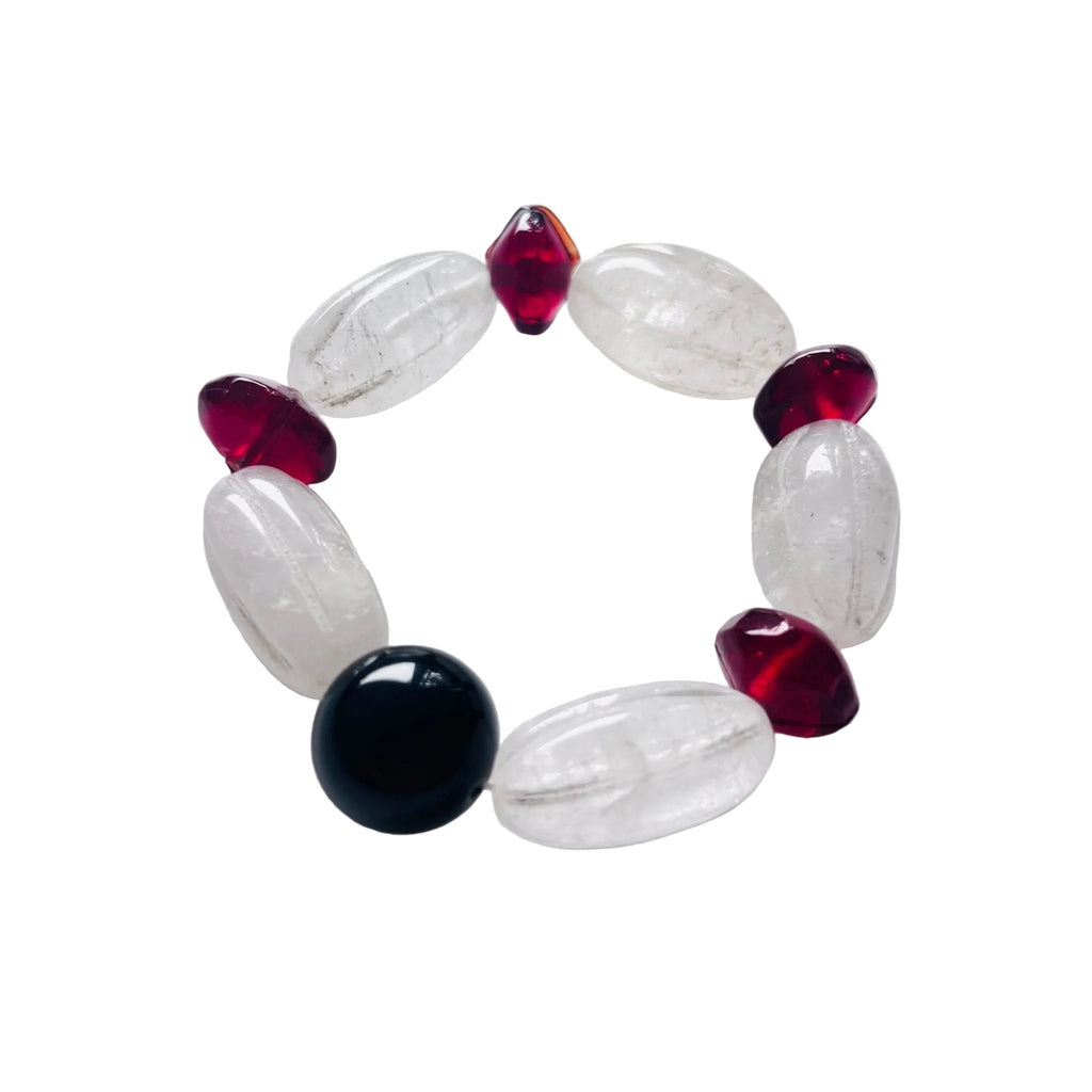 Heartline Crystal and Black Agate Bracelet
