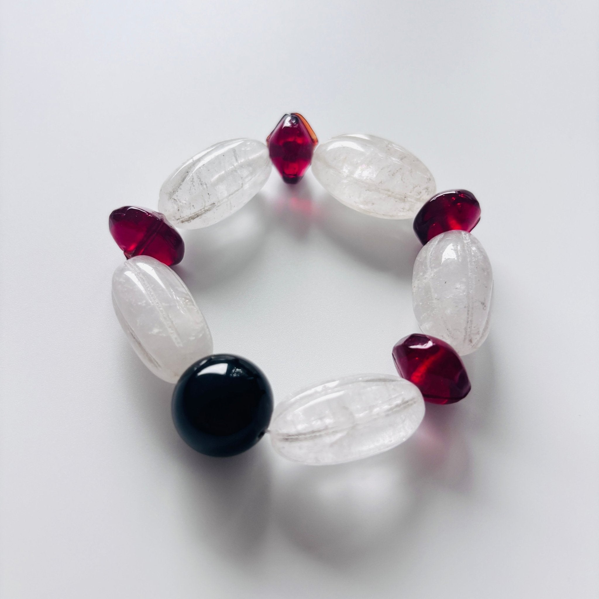 Heartline Crystal and Black Agate Bracelet