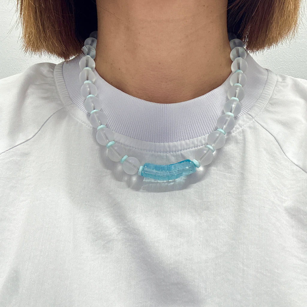 Model wearing Iceland Sky Necklace