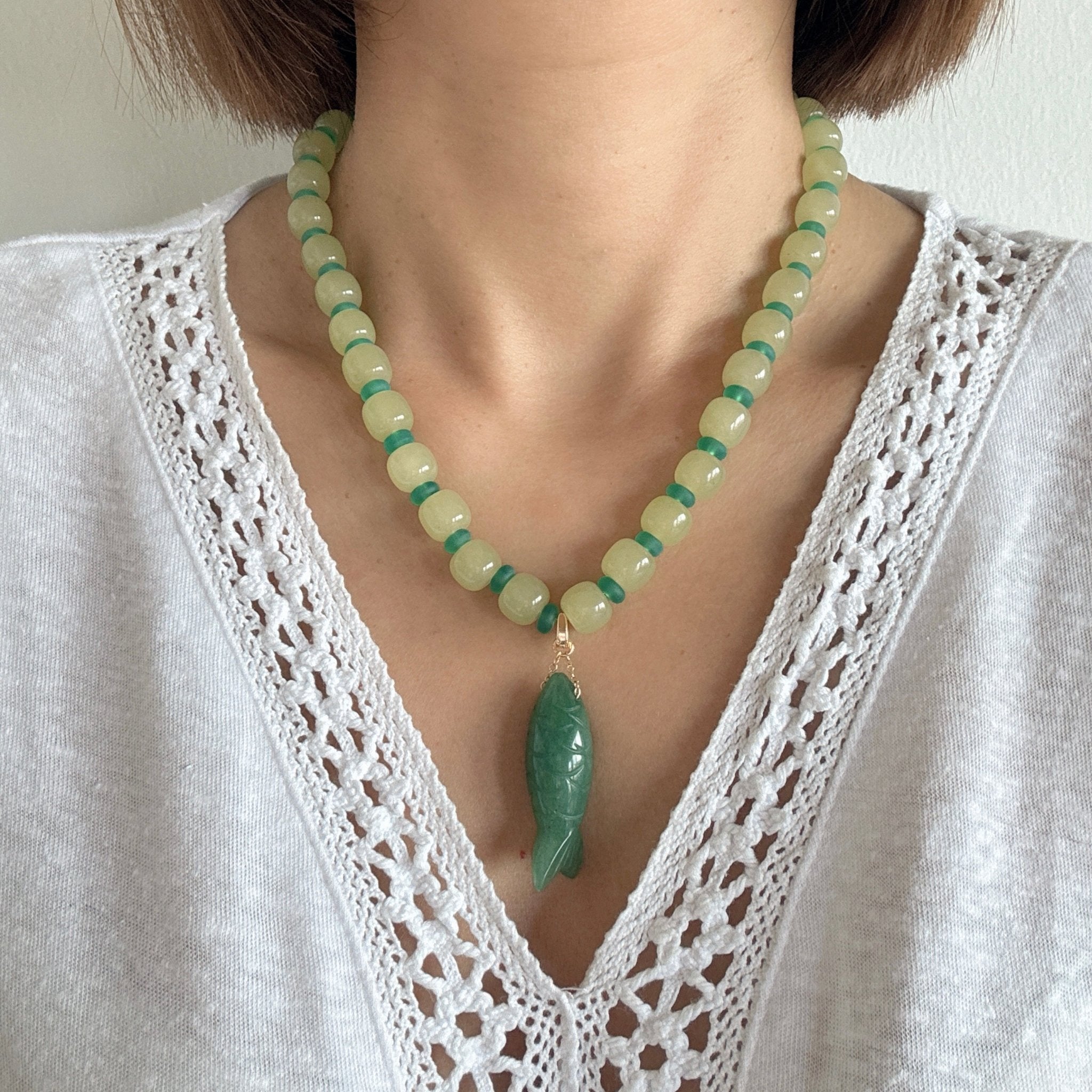 Model wearing Island Fish Necklace
