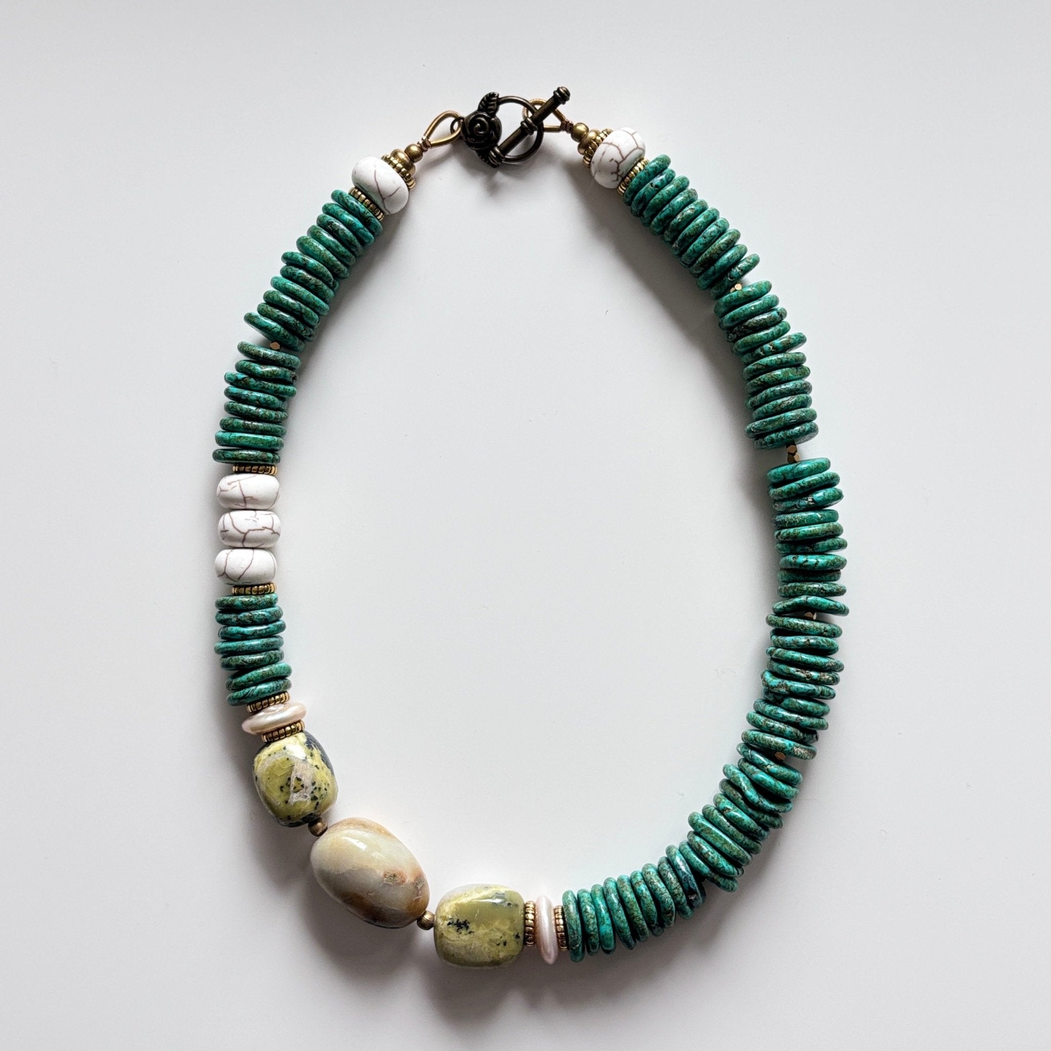 Lagoon Harmony - Turquoise, Ocean Jasper & Jade Necklace