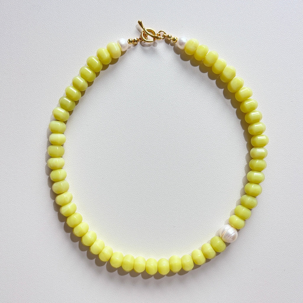 Lemon - Natural Stone and Pearl Necklace