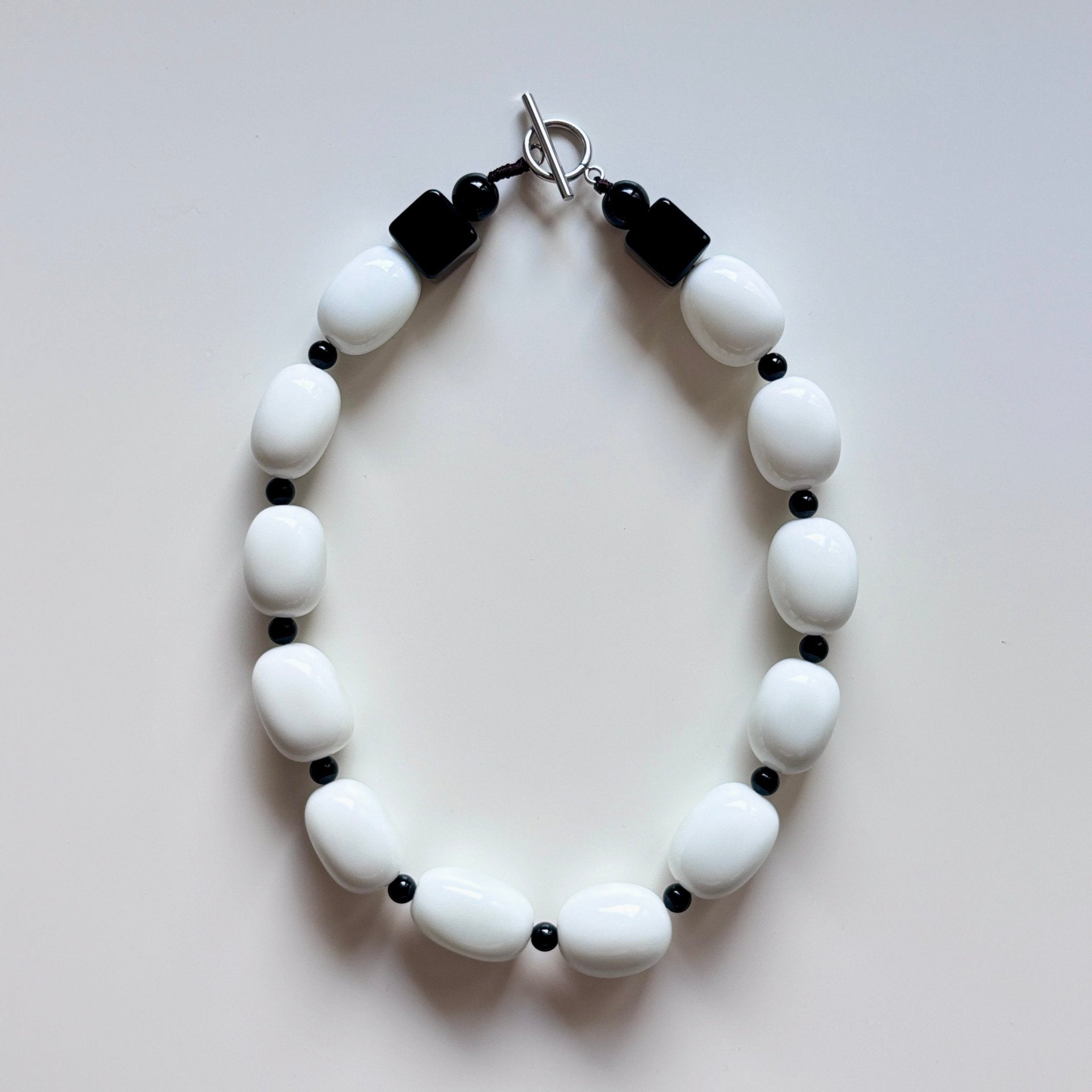 Midnight Contrast - Monochrome Chunky Bead Necklace