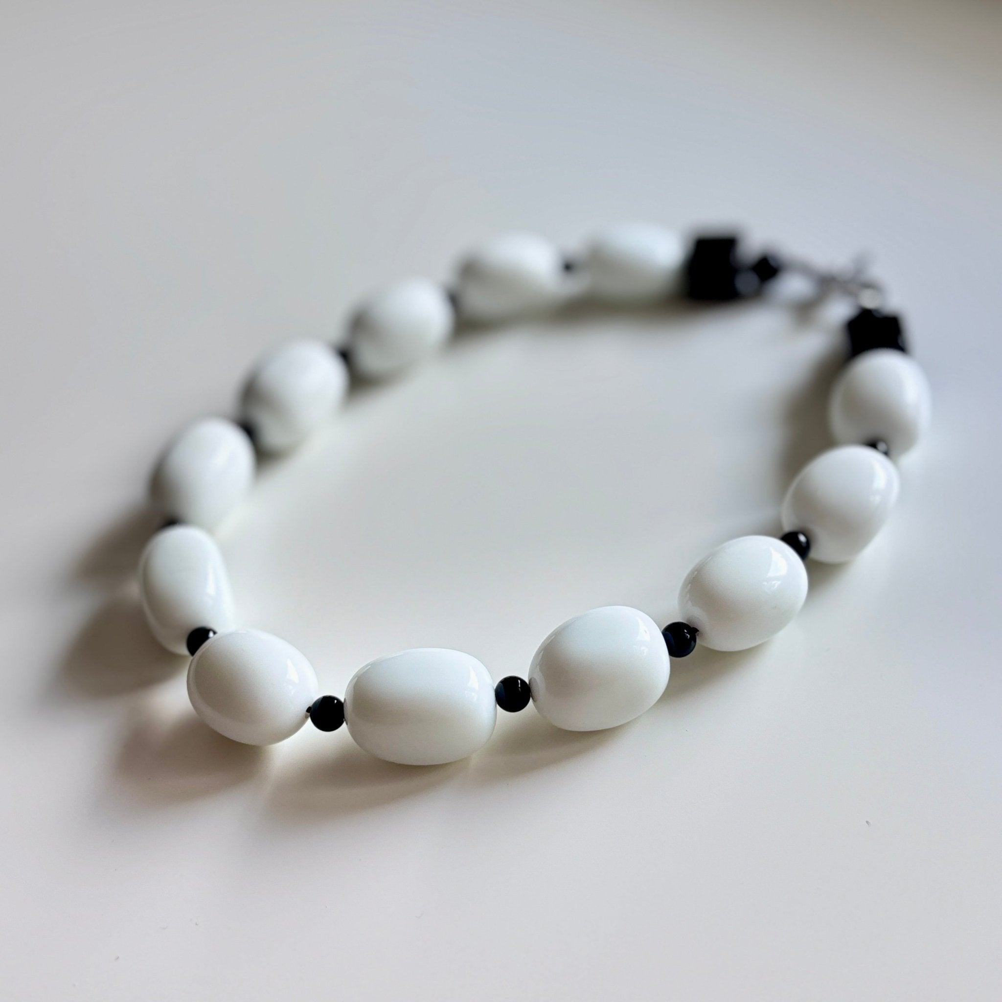 Midnight Contrast - Monochrome Chunky Bead Necklace