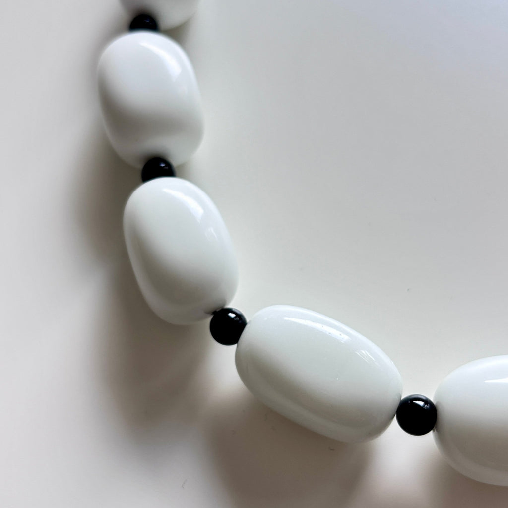 Detail of Midnight Contrast Monochrome Chunky Bead Necklace