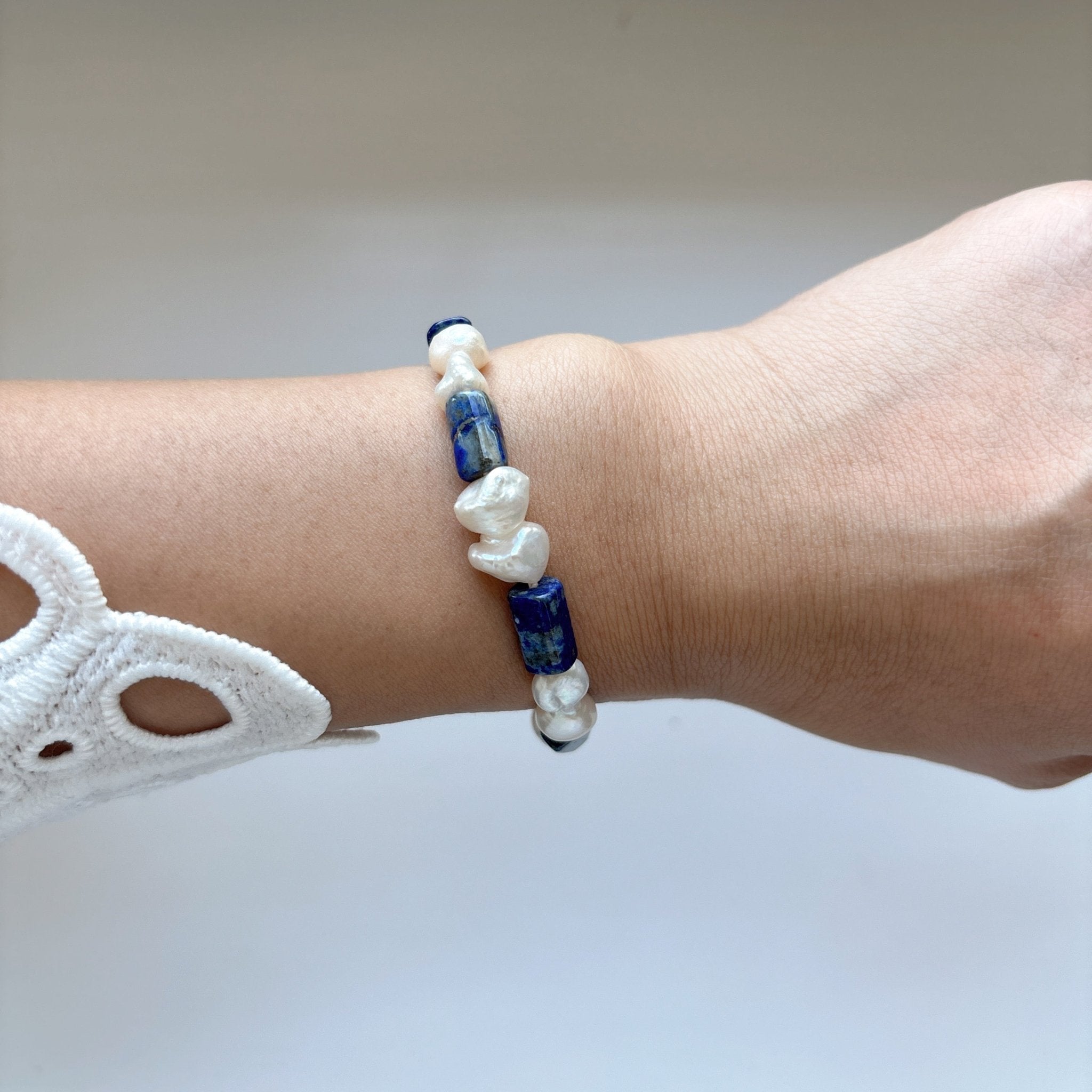 Model wearing Midnight Pearl Bracelet