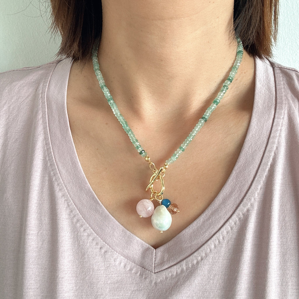 Model Wearing Mint Breeze Necklace