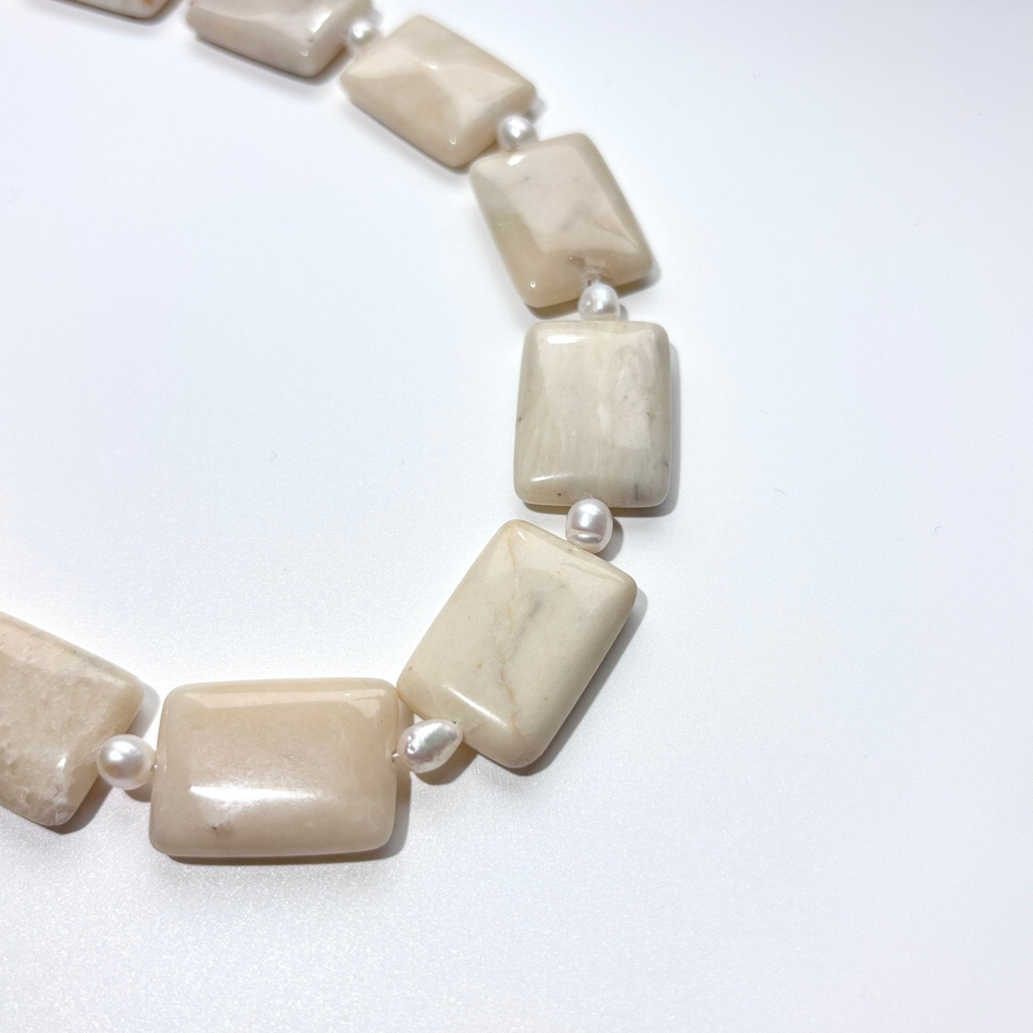 Detail of Moonlight Glow Opal & Freshwater Pearl Necklace