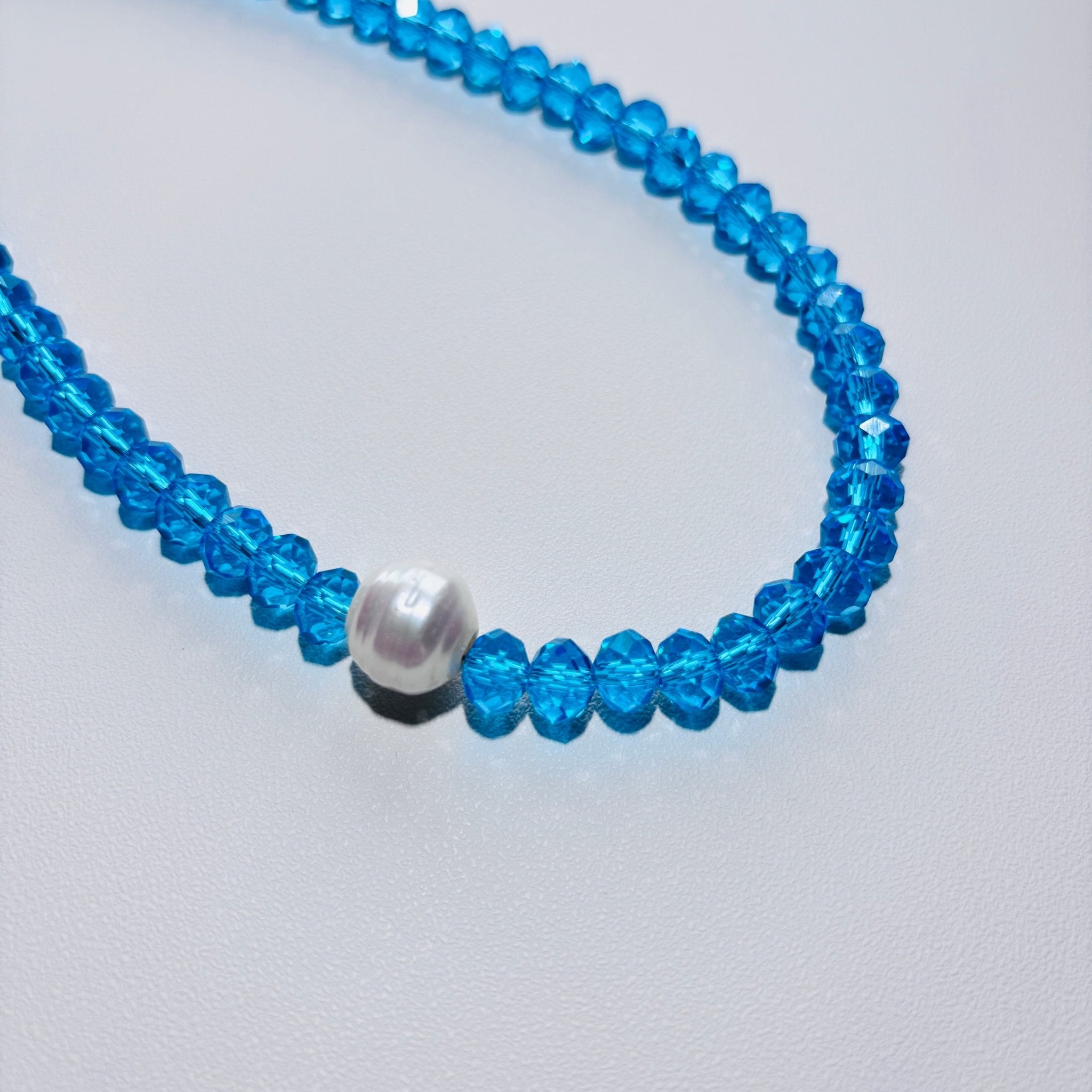 Detail of Night Sky Star Necklace Sky Blue