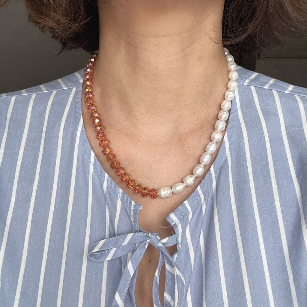 Model wearing Night Sky Sunset Glow Necklace 