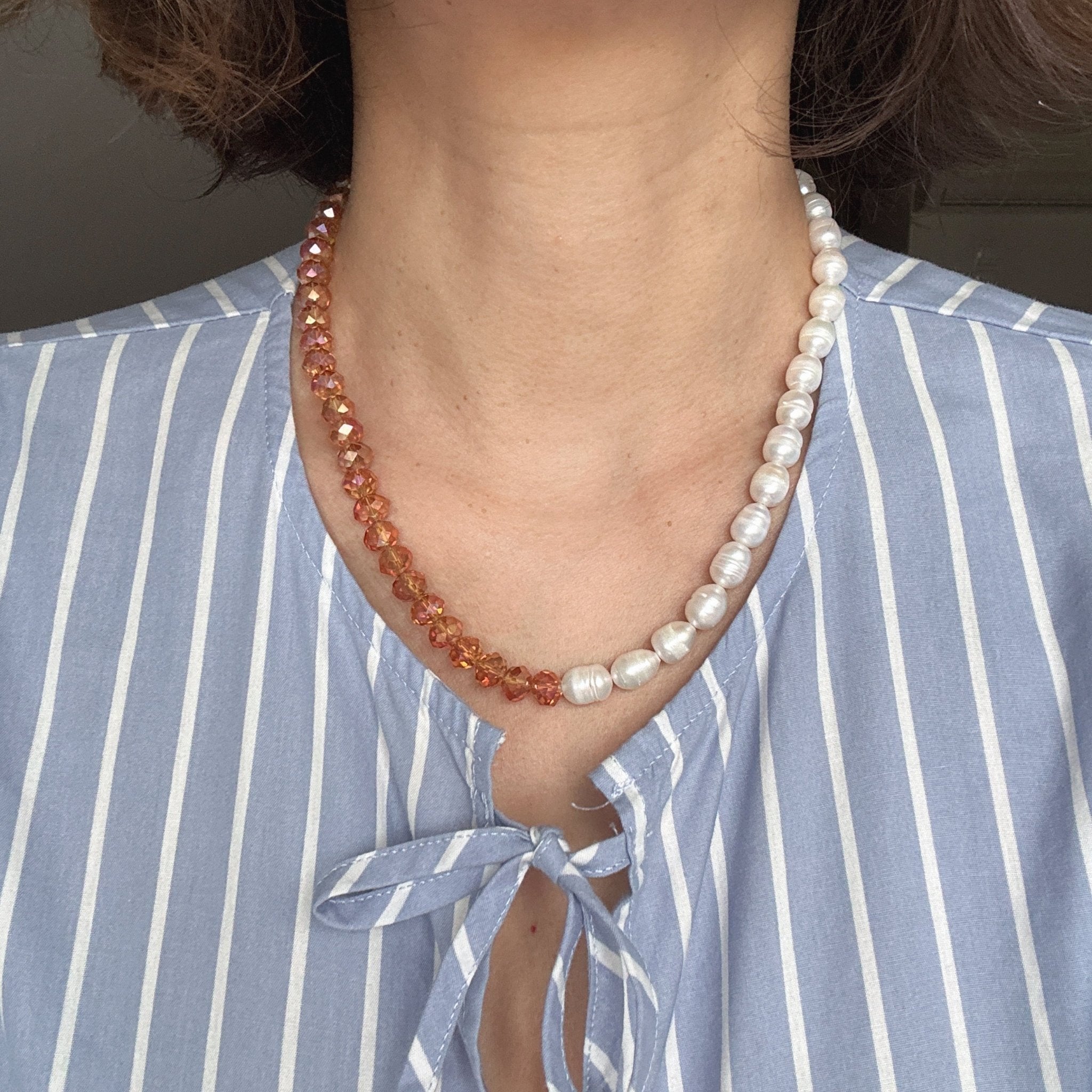 Model wearing Night Sky Sunset Glow Necklace 