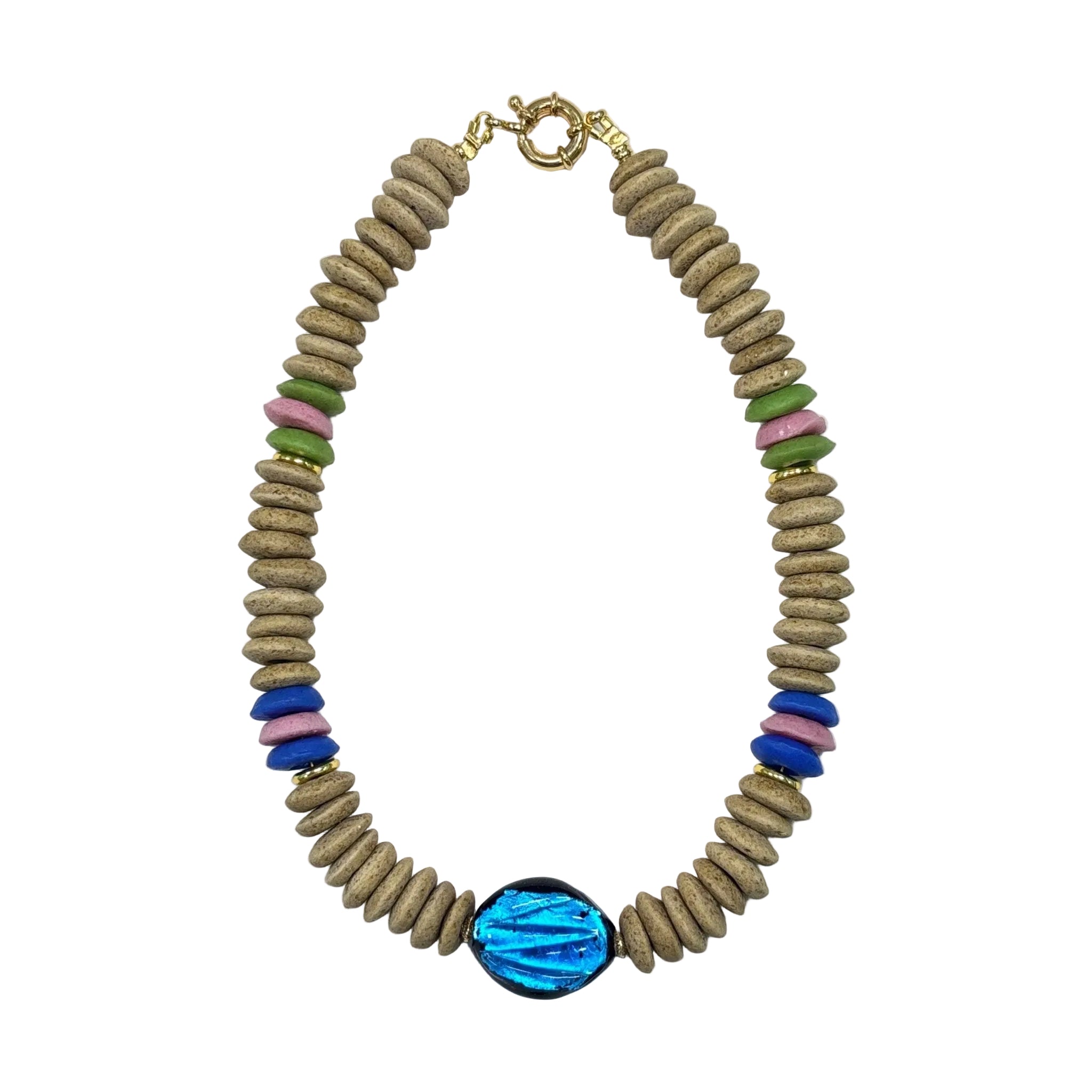 Ocean Ember Glass Bead Necklace