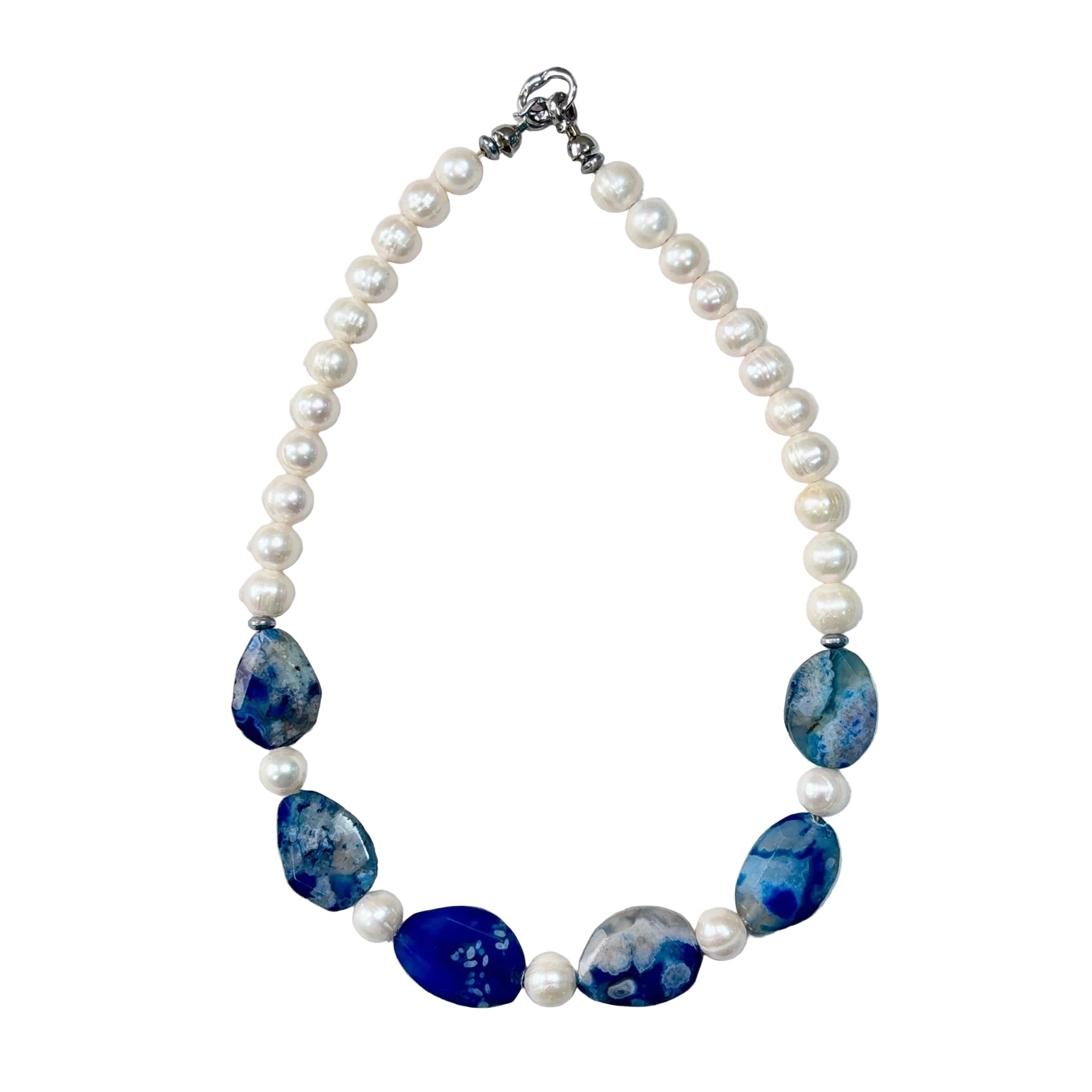 Ocean Mist Freshwater Pearl & Blue Agate Necklace