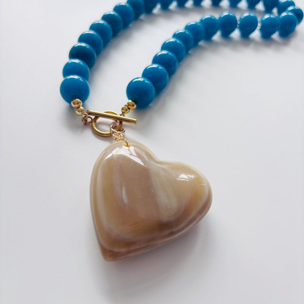 Detail of Ocean Pulse Glass Bead Necklace