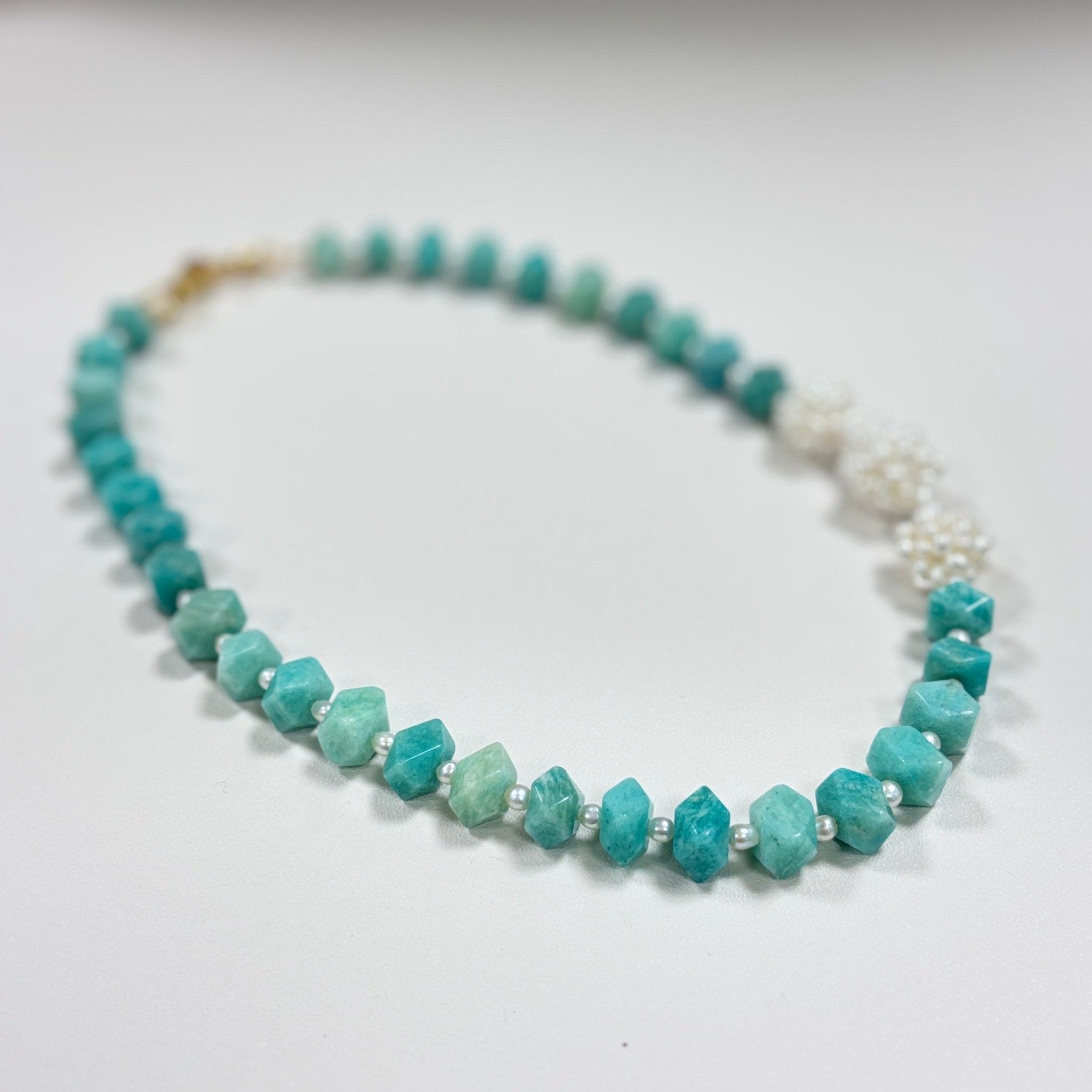 Ocean Veil - Amazonite & Freshwater Pearl Necklace