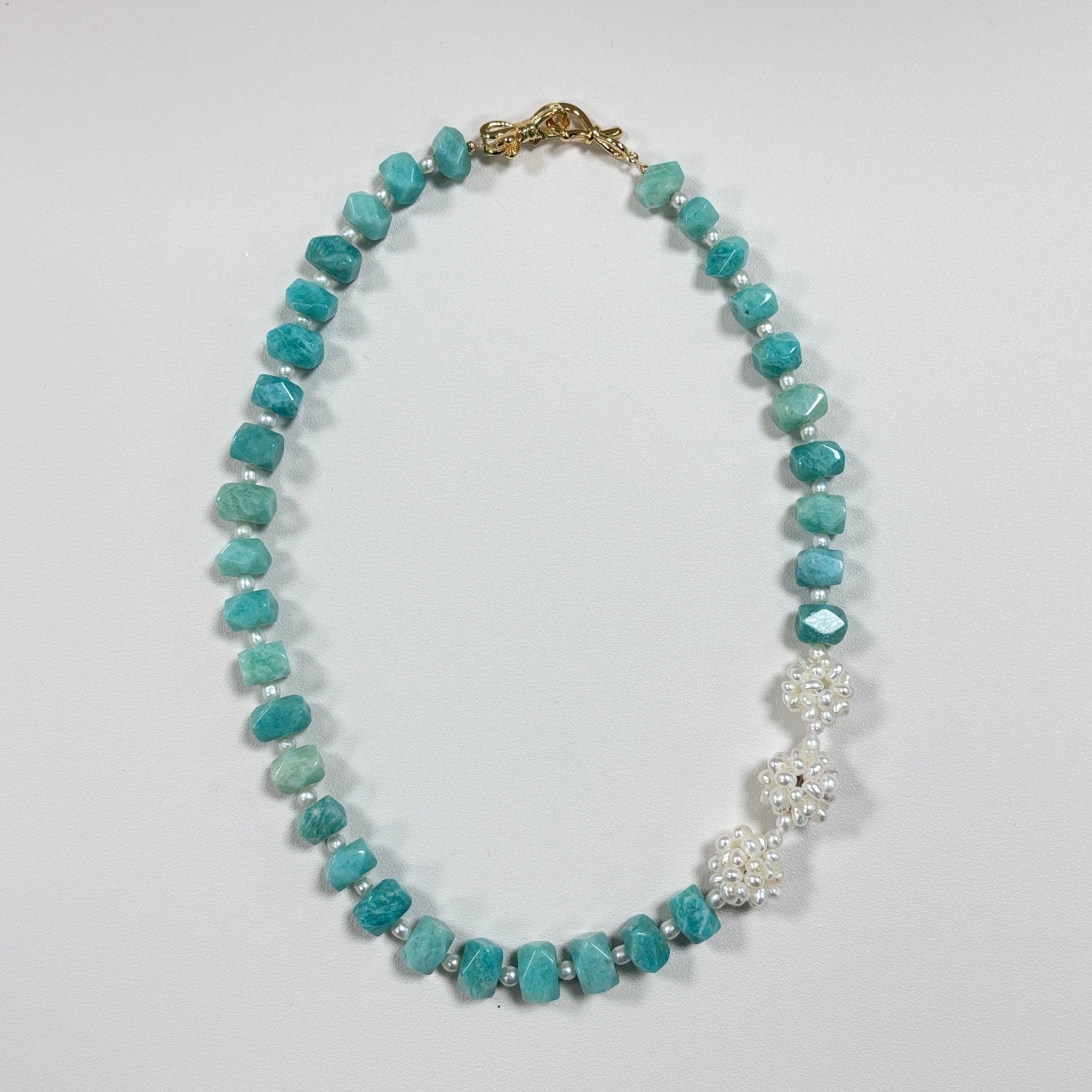 Ocean Veil - Amazonite & Freshwater Pearl Necklace