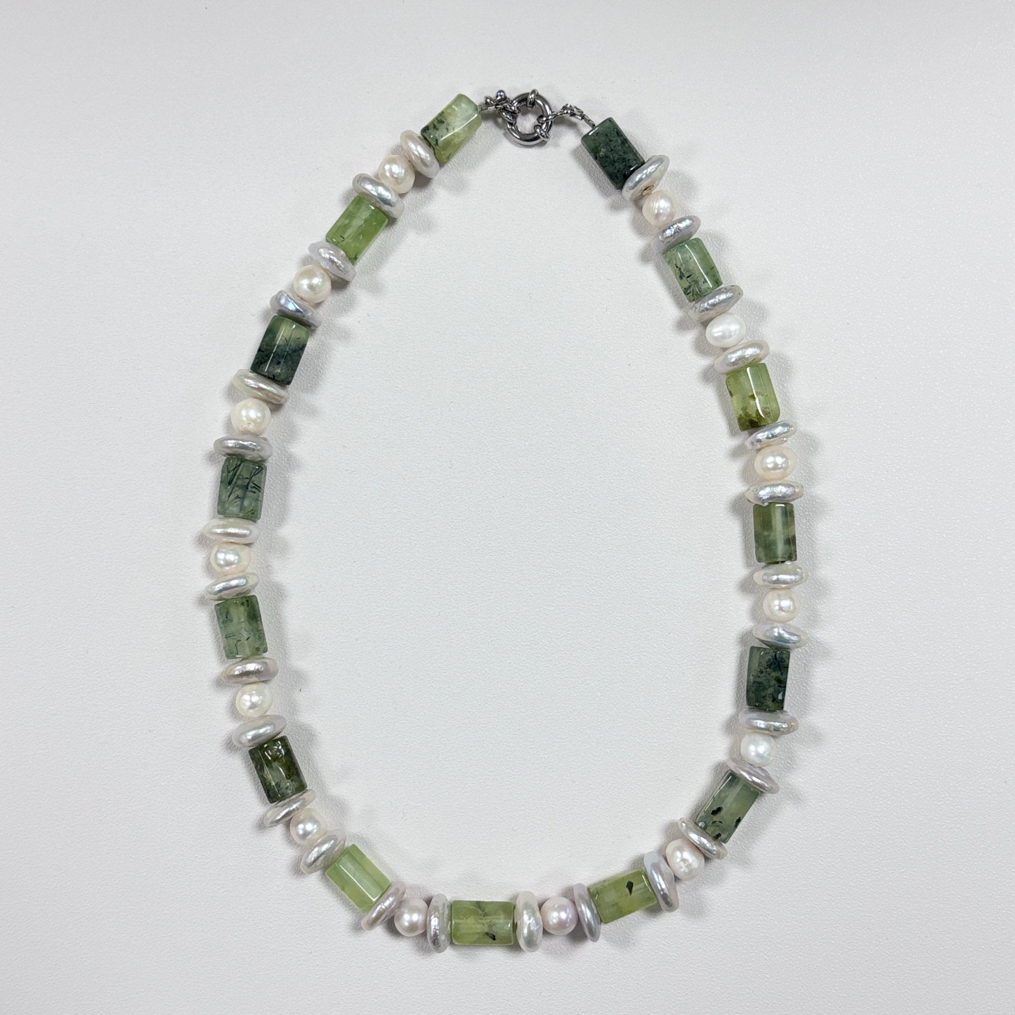 Quiet Garden - Natural Stone and Freshwater Pearl Necklace