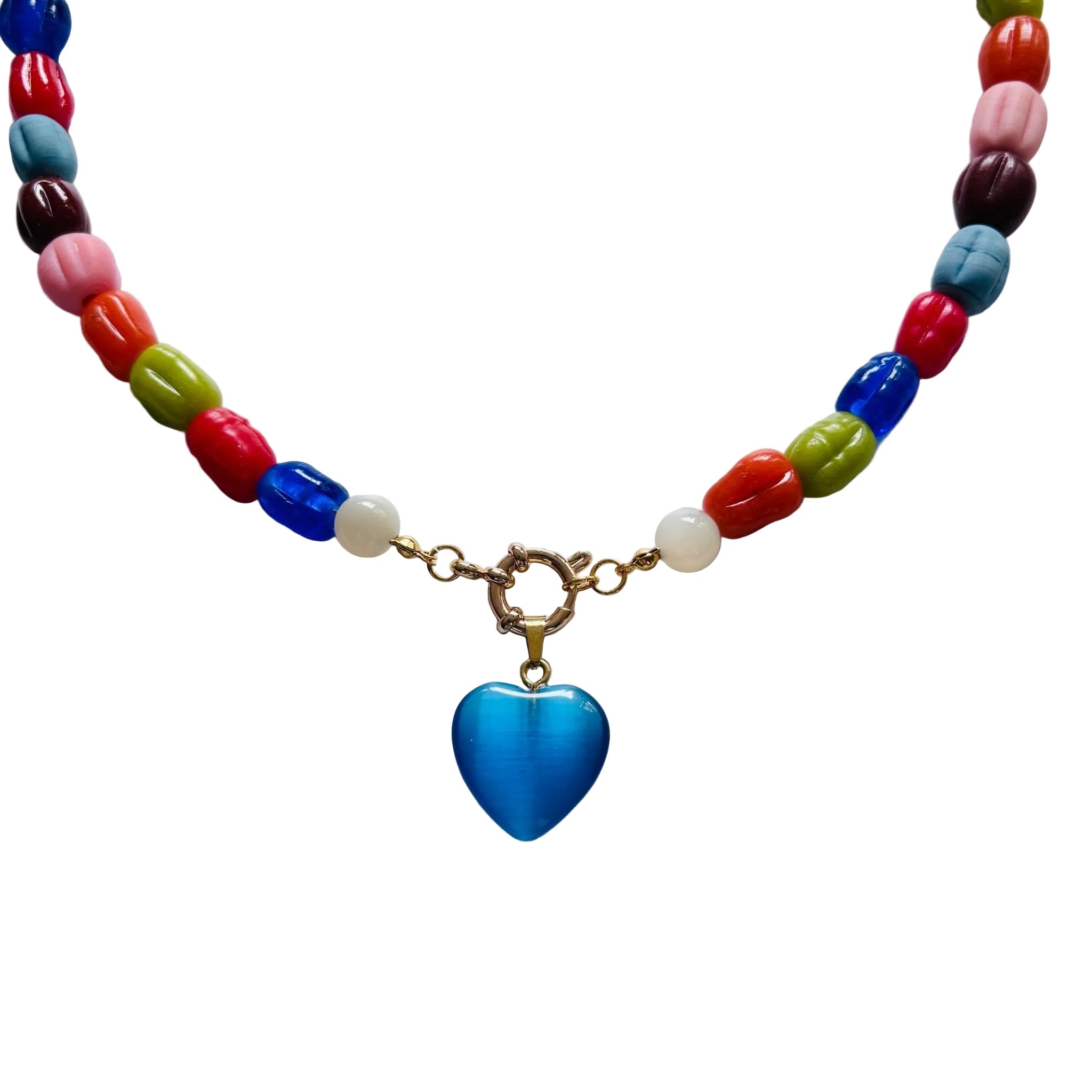 Detail of Rainbow Candy Glass Bead Necklace