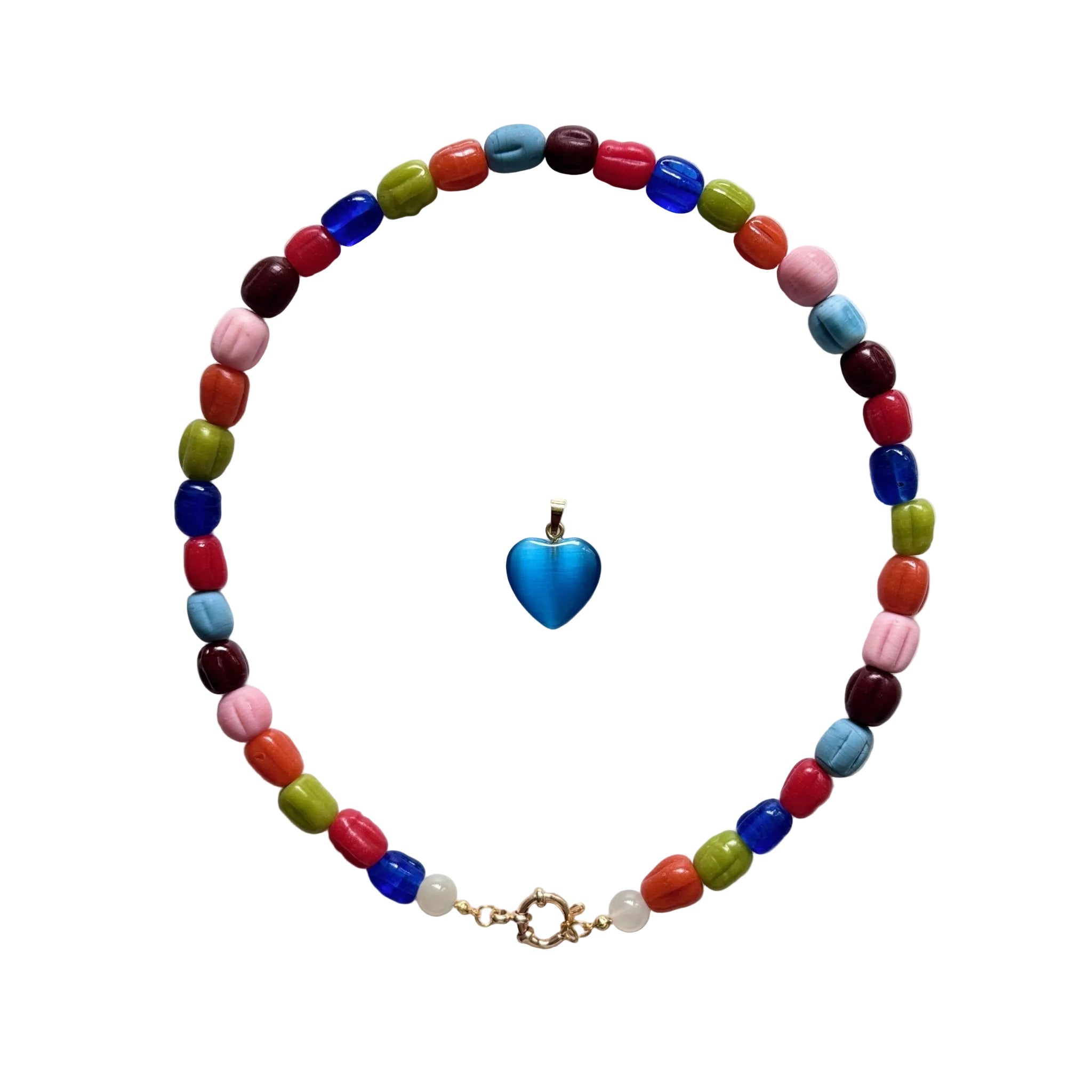 Rainbow Candy Glass Bead Necklace