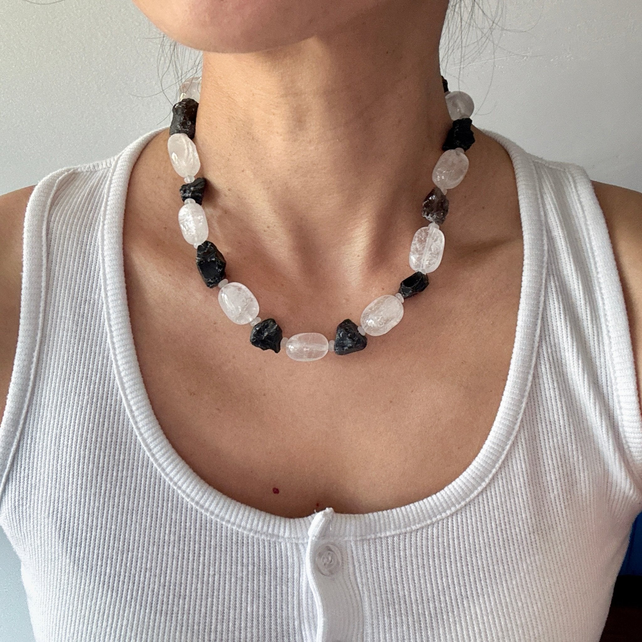 Model wearing Raw Essence Raw Stone Necklace