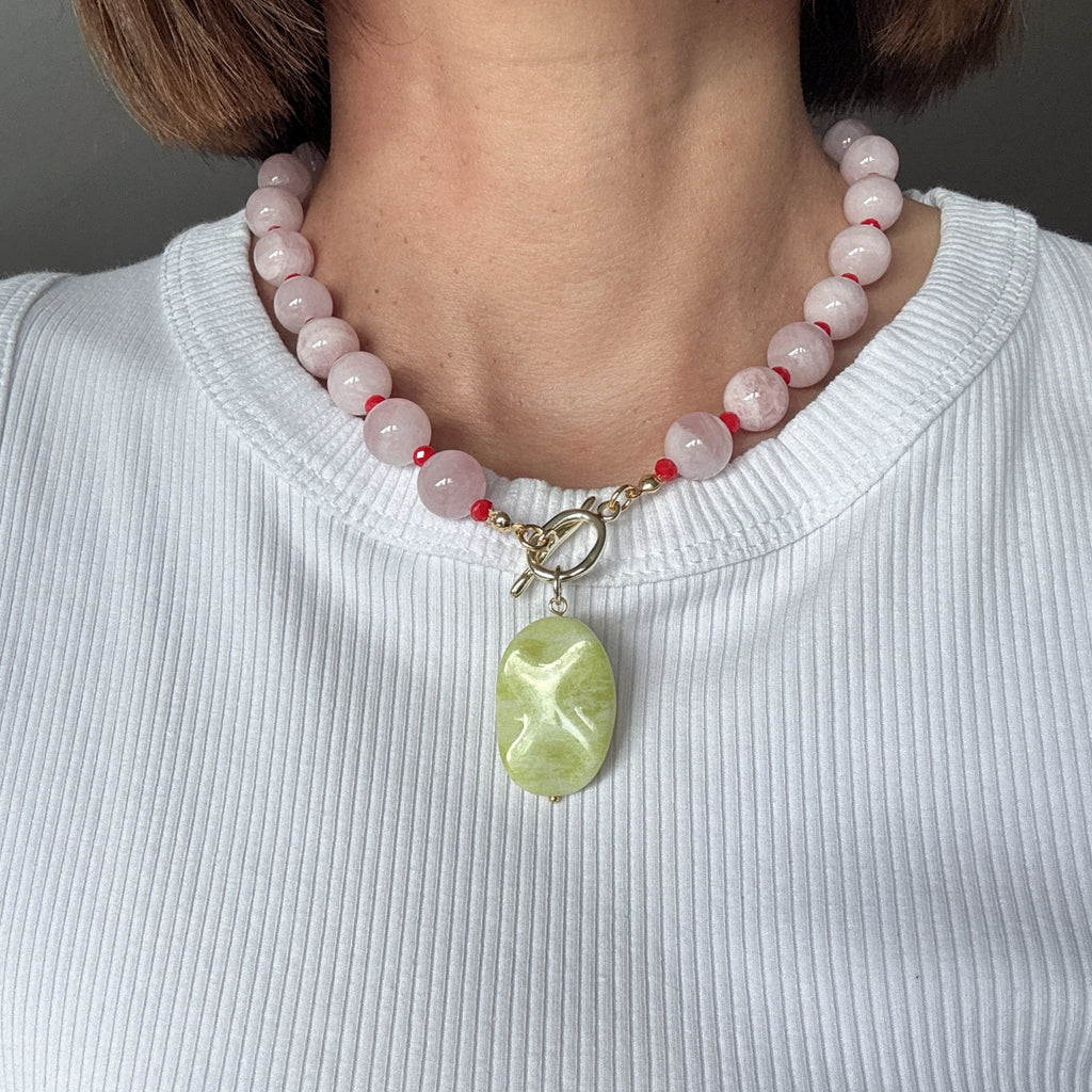 Model wearing Rosy Bloom Necklace