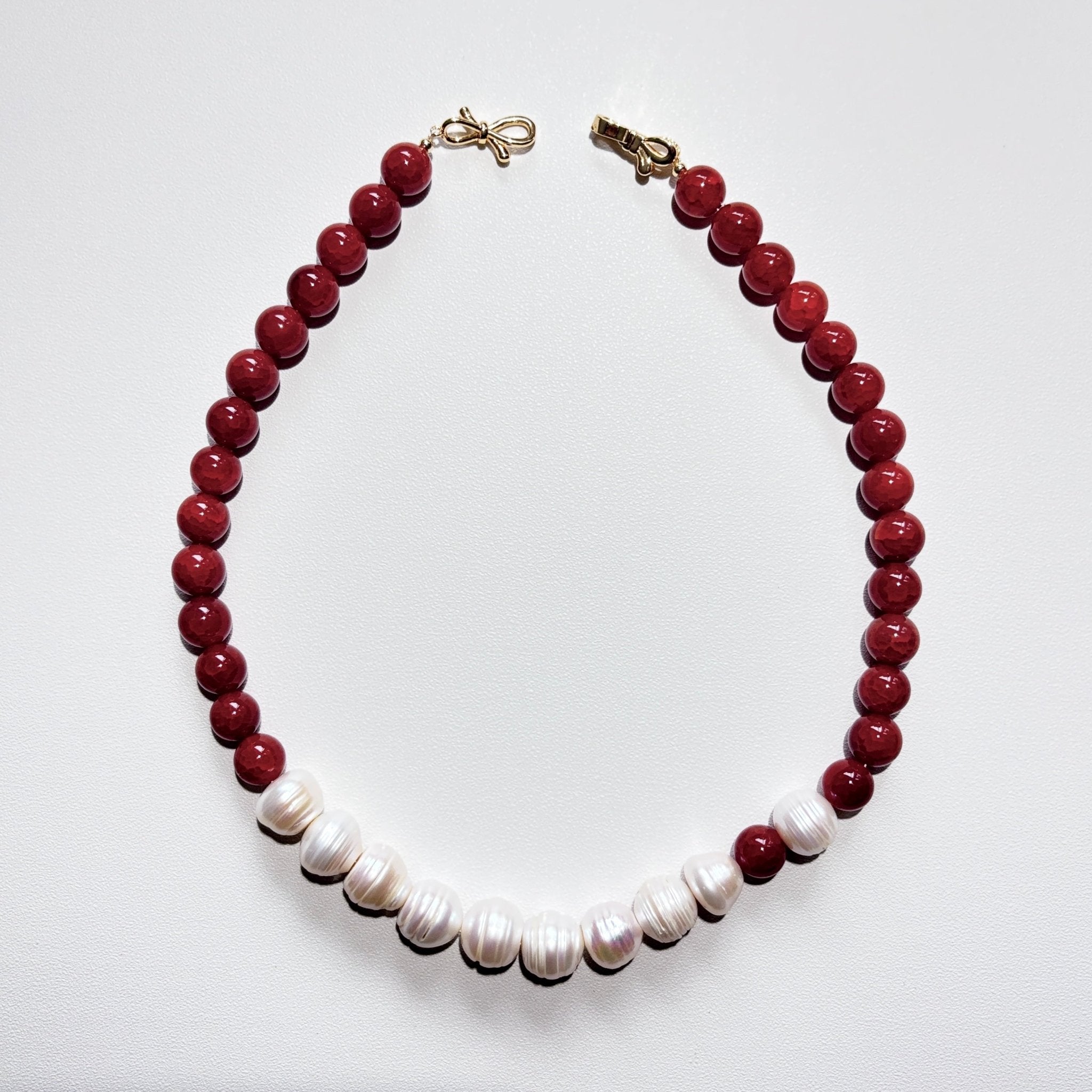 Ruby Current - Red Agate & Freshwater Pearl Necklace