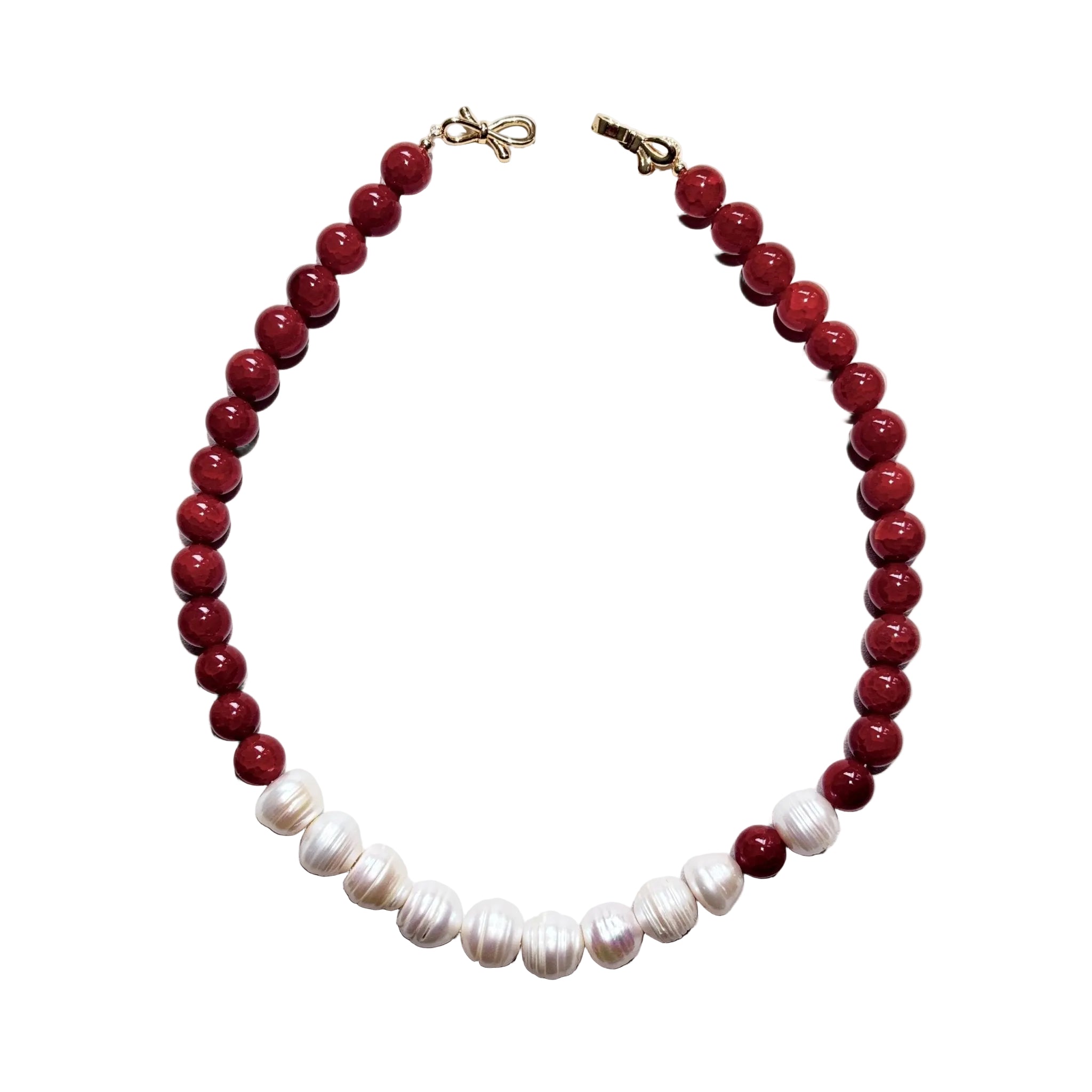 Ruby Current Red Agate & Freshwater Pearl Necklace