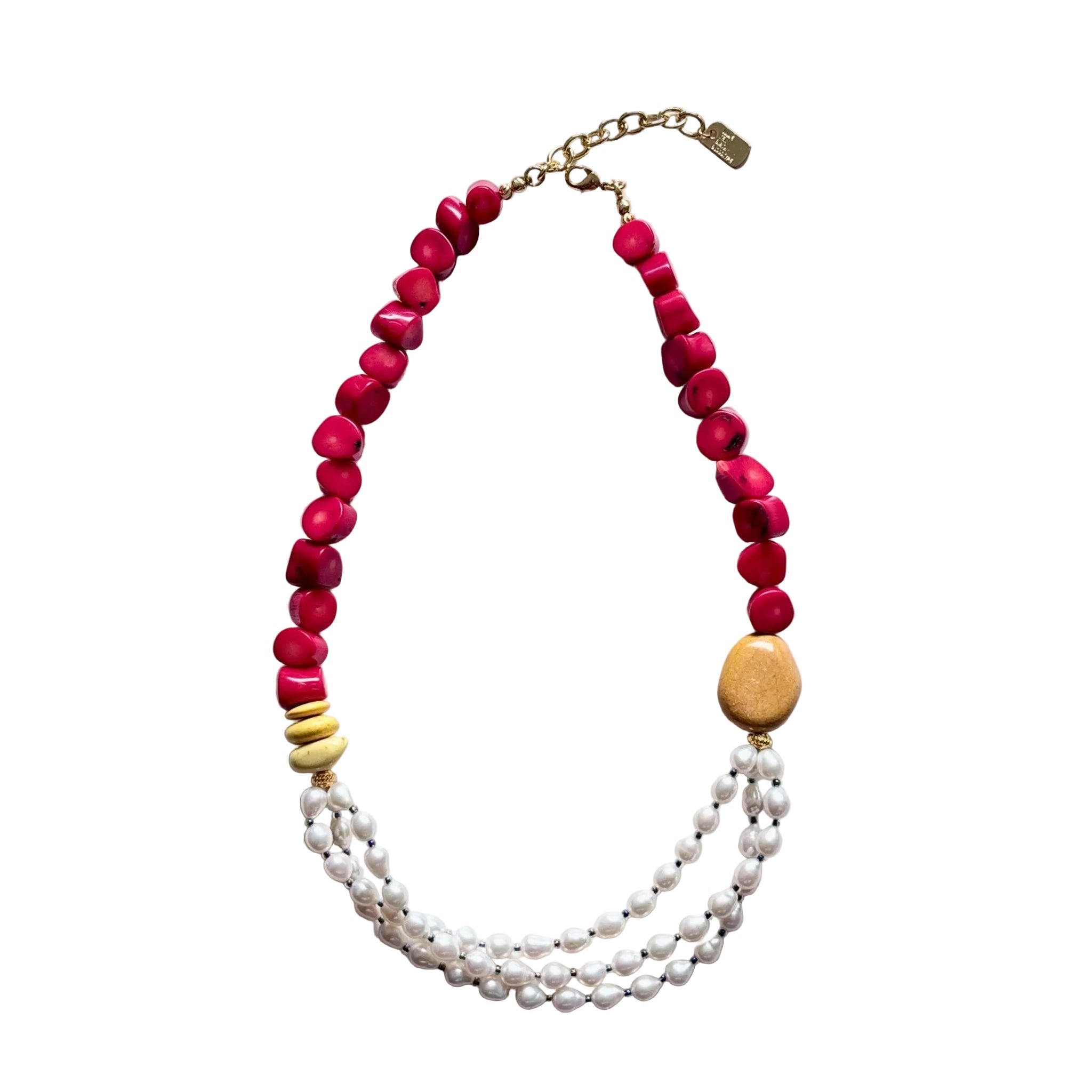 Scarlet Bloom Red Coral & Freshwater Pearl Necklace