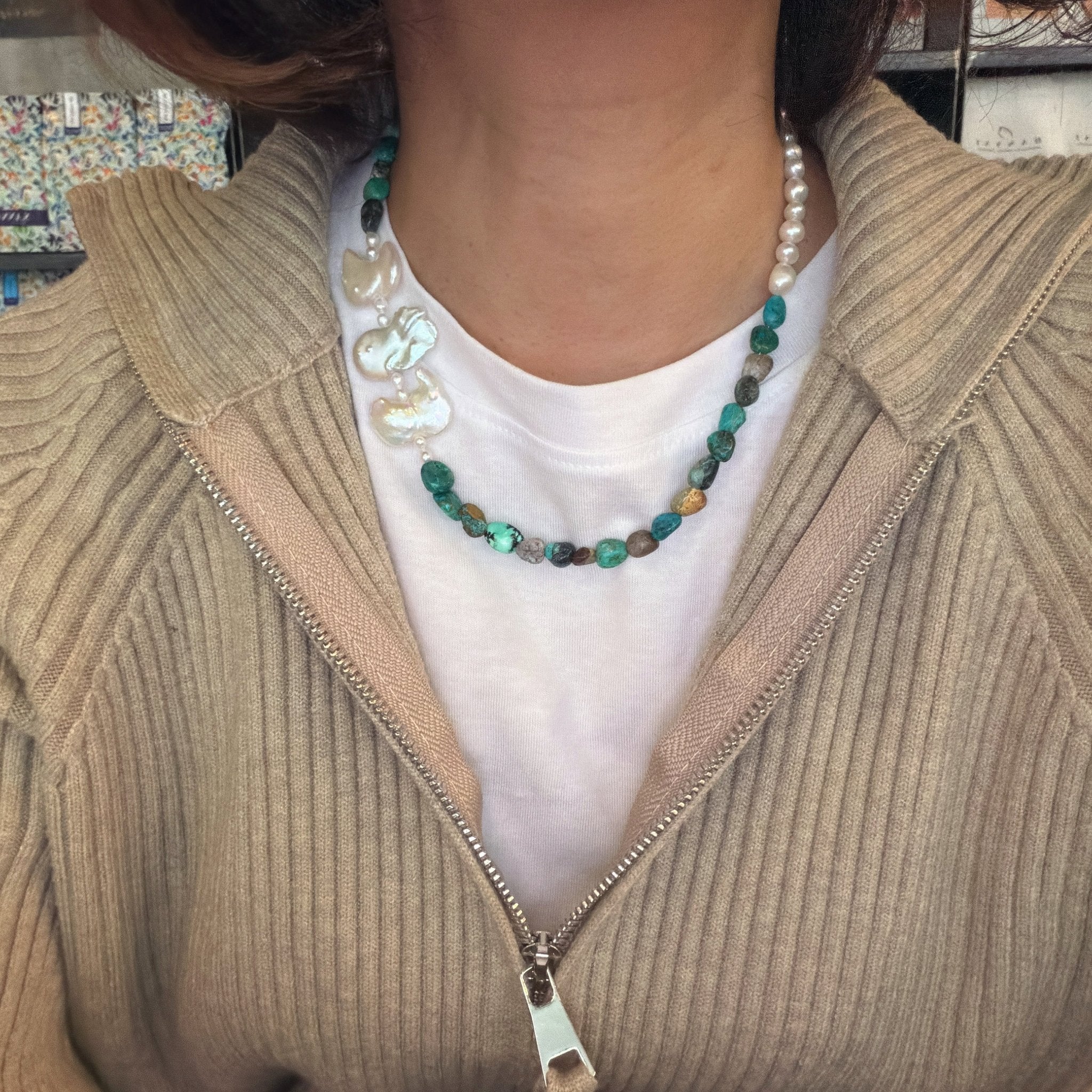 Model wearing Seaweed Necklace