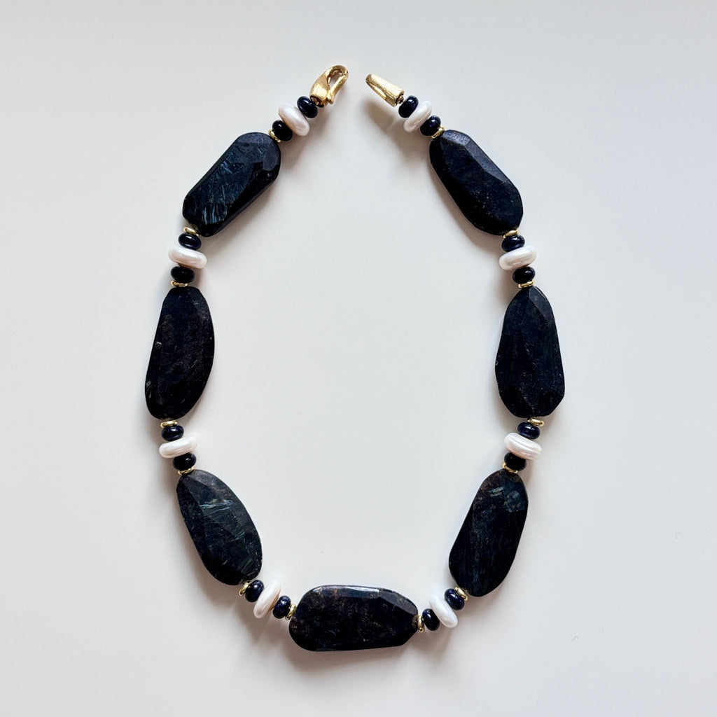 Shadow Ember - Black Flashing Stone Necklace