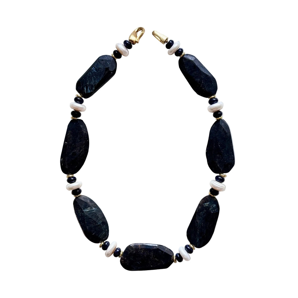 Shadow Ember Black Flashing Stone Necklace