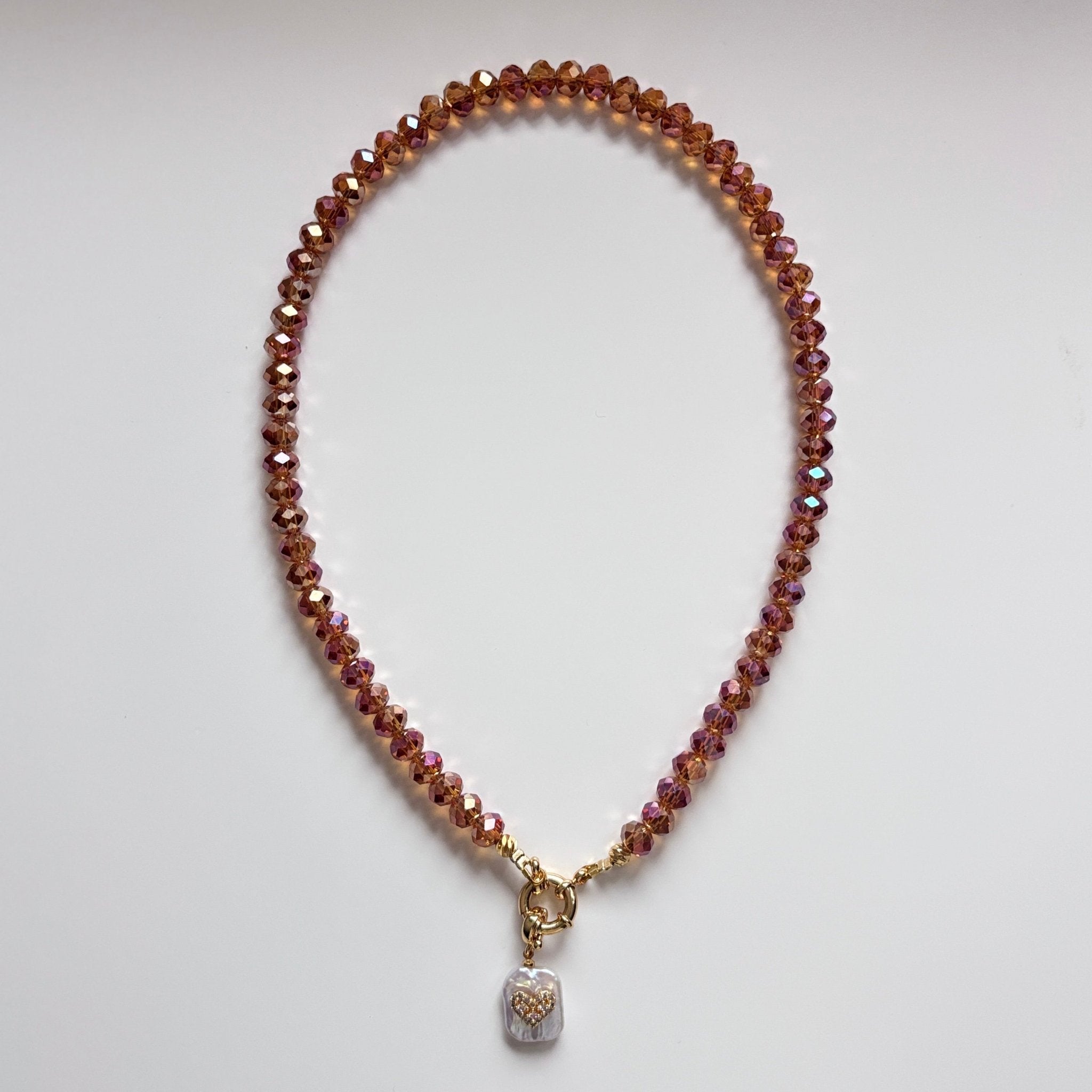 Shining Star - Glass Bead with Pearl Pendant Necklace