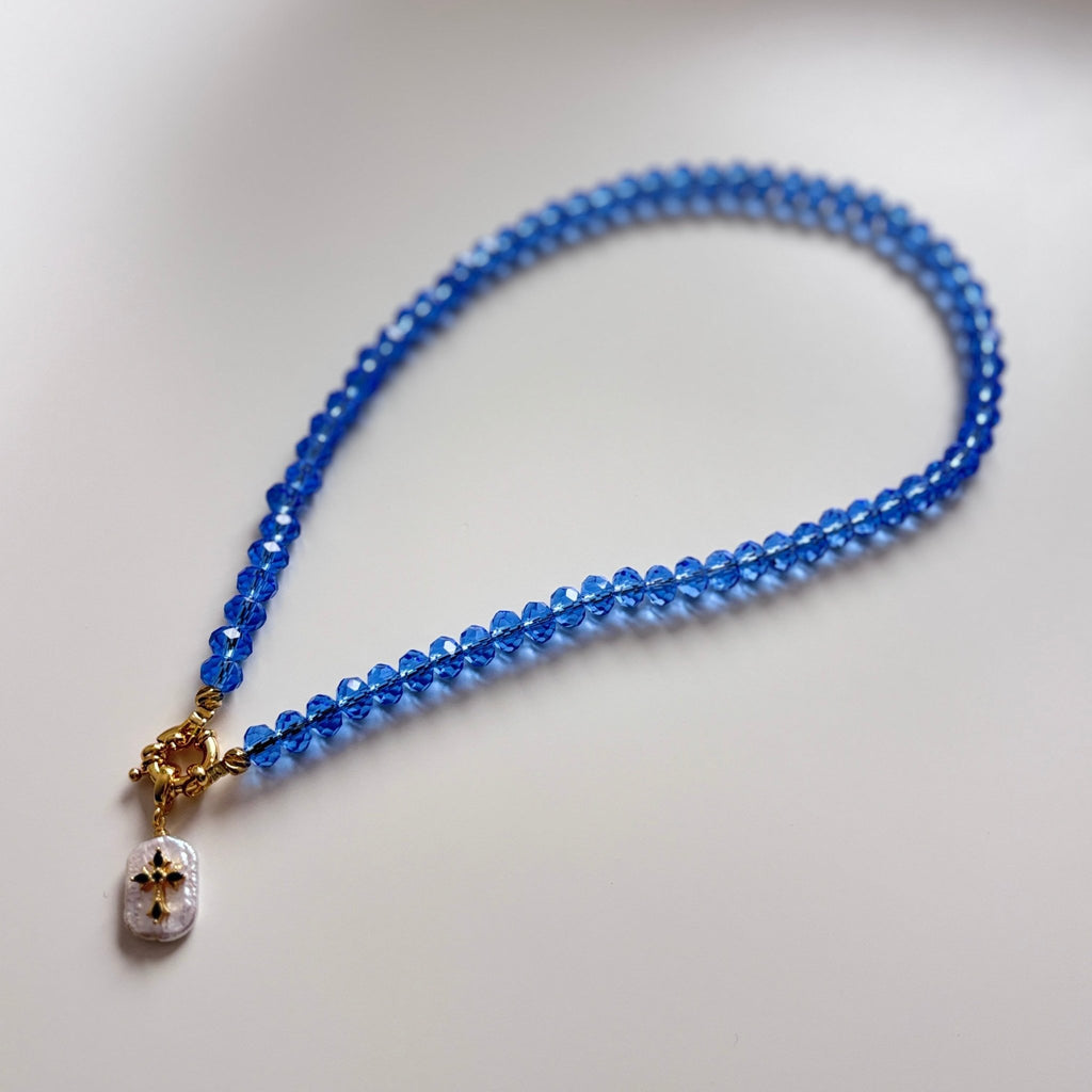 Shining Star - Glass Bead with Pearl Pendant Necklace