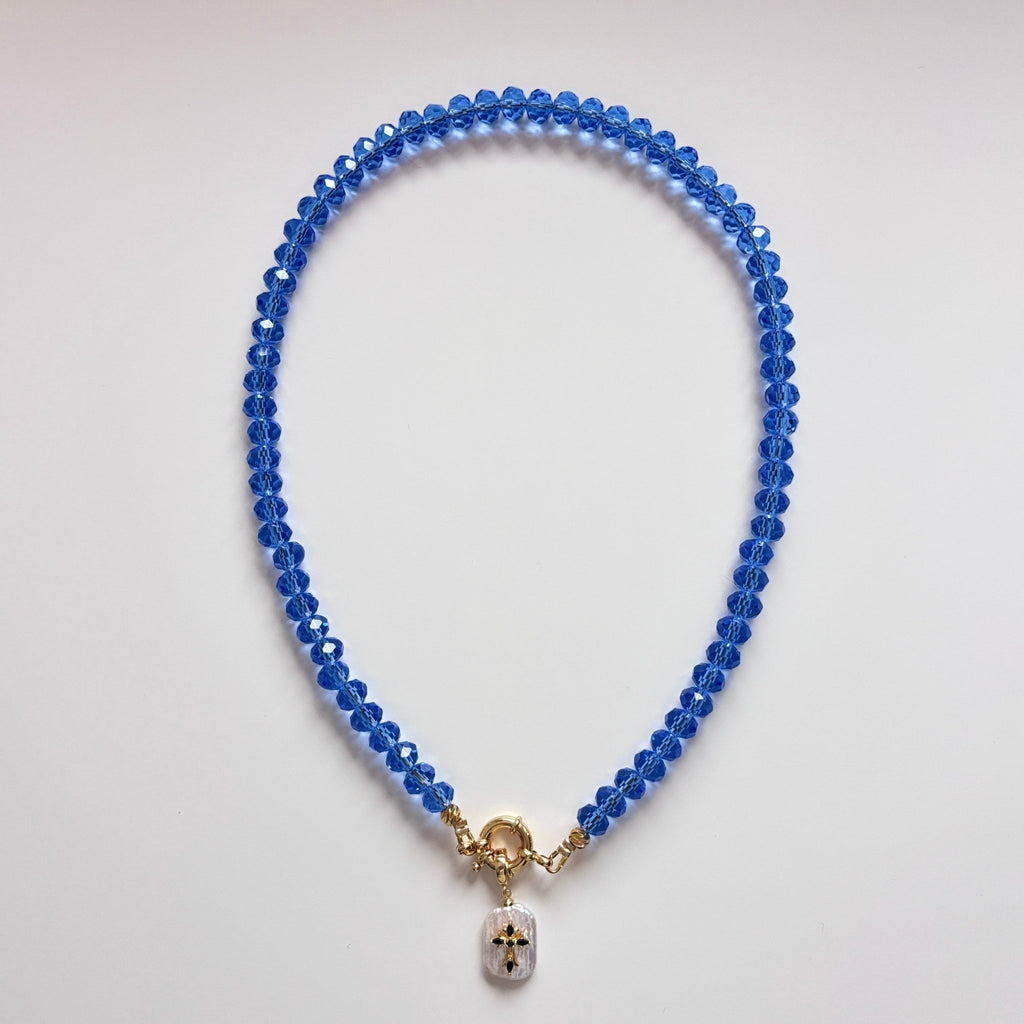 Shining Star - Glass Bead with Pearl Pendant Necklace