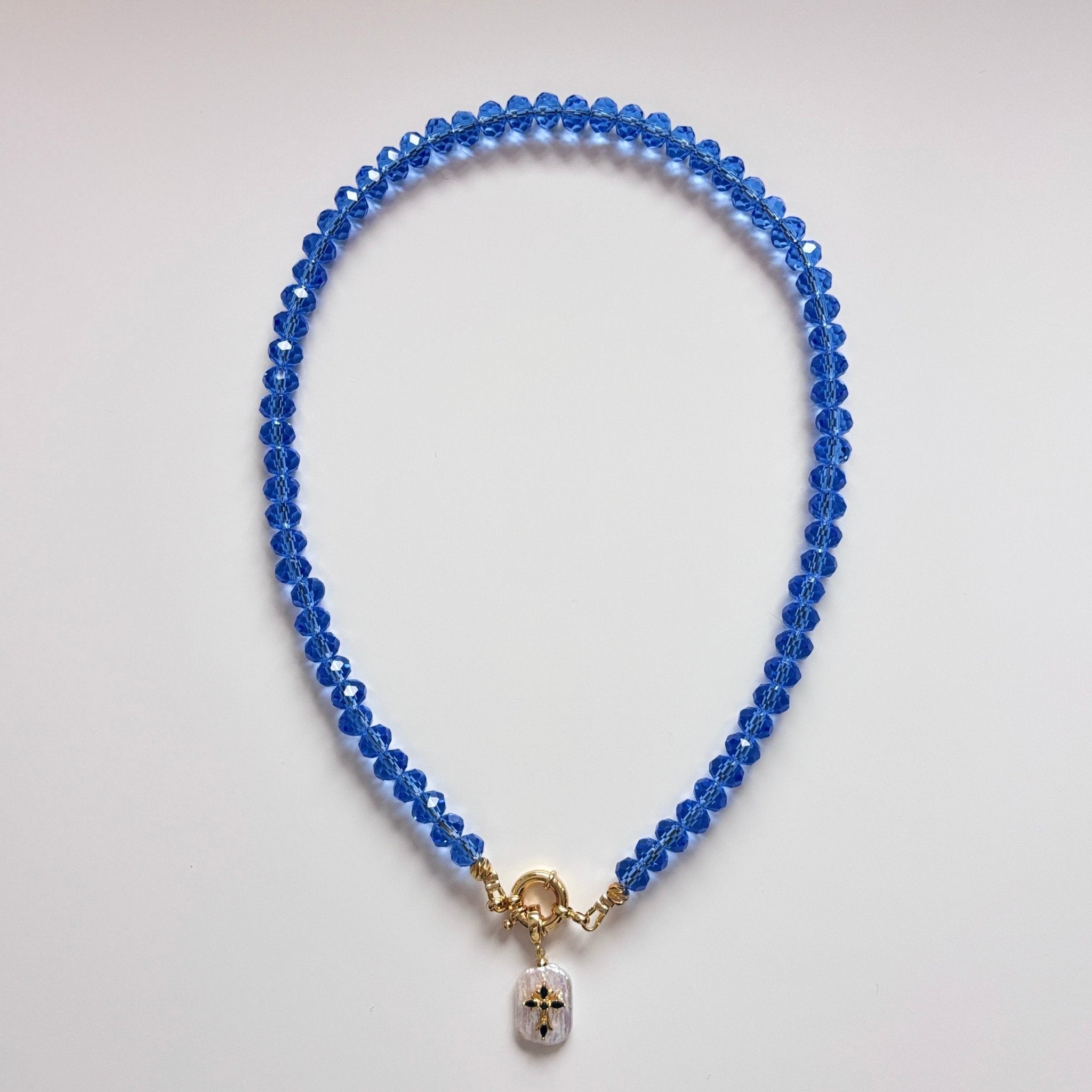 Shining Star - Glass Bead with Pearl Pendant Necklace