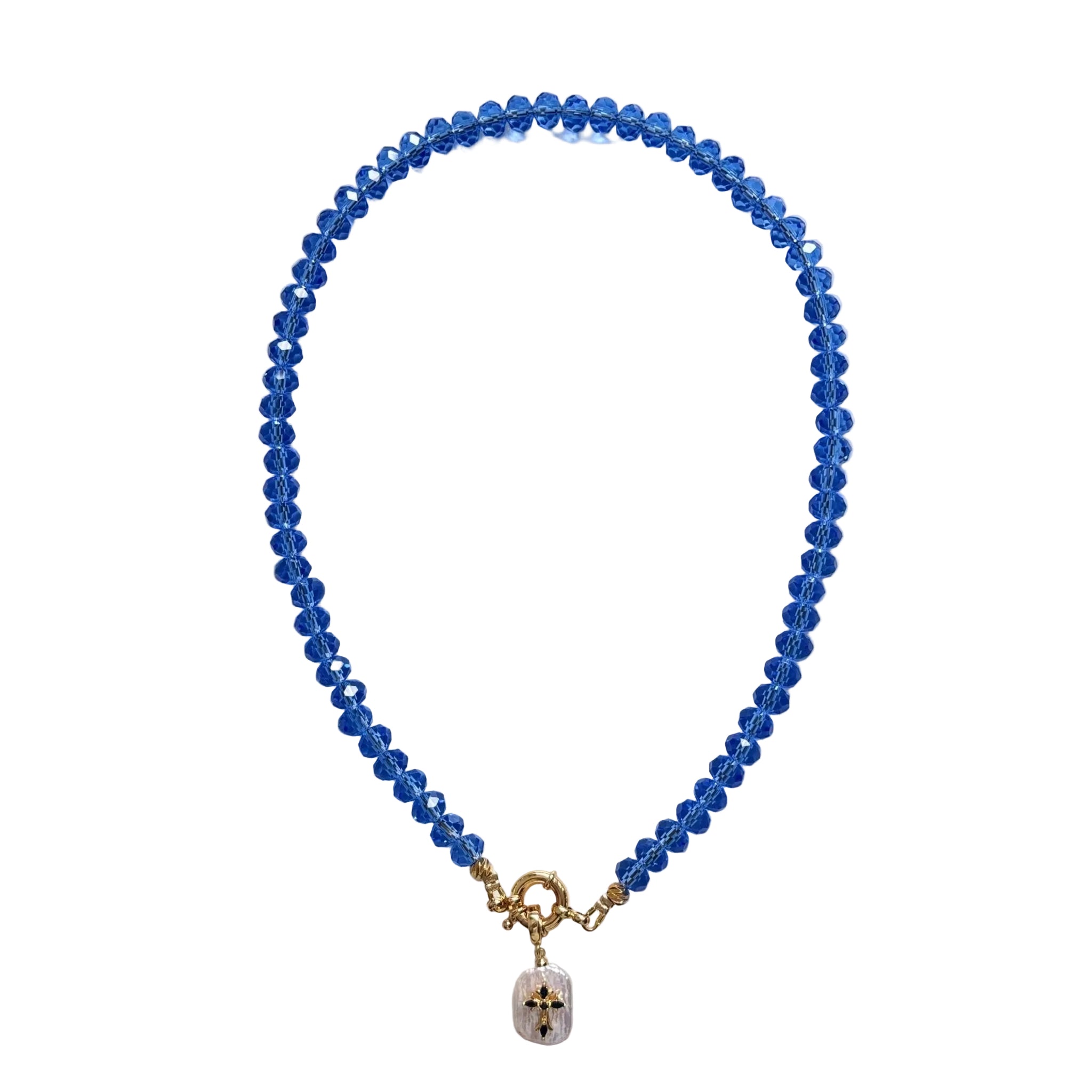 Shining Star Ocean Glass Bead Pearl Pendant Necklace
