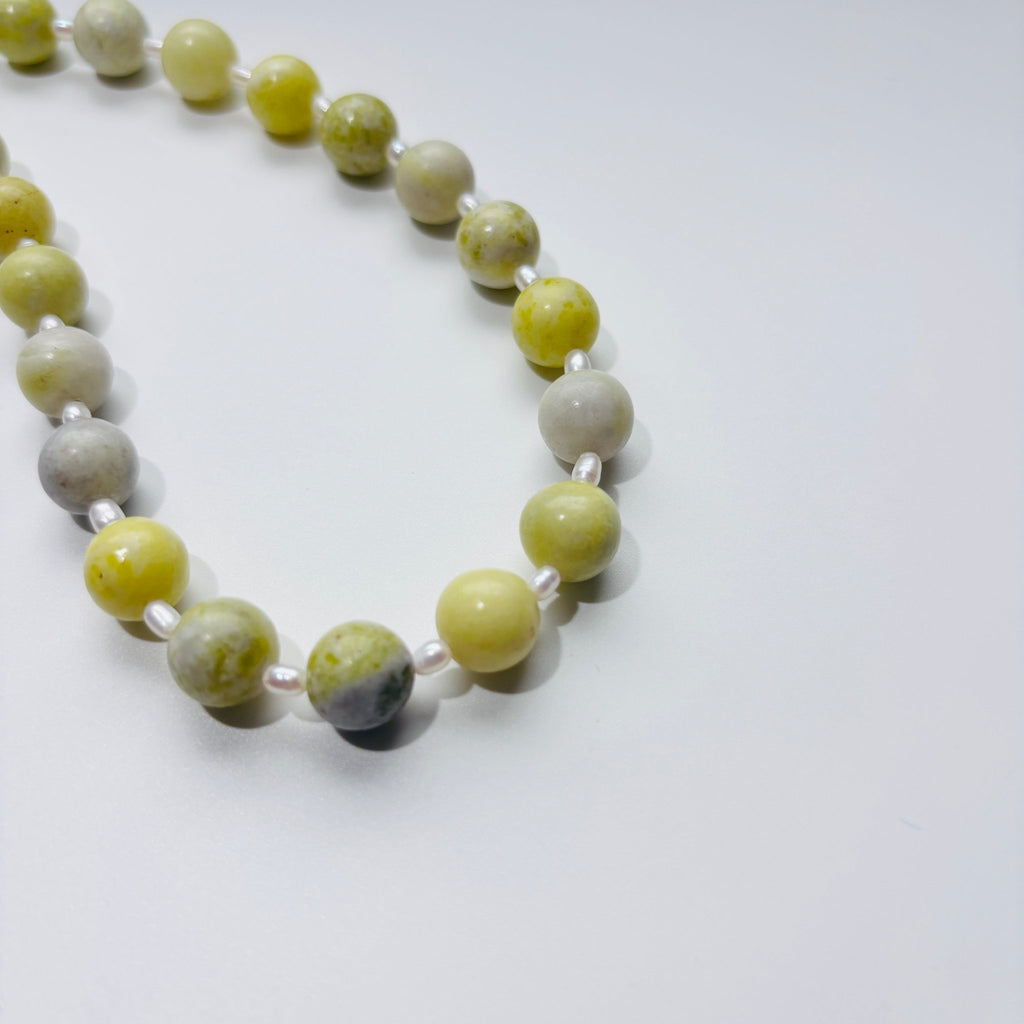 Spring Meadow - Natural Stone and Freshwater Pearl Necklace