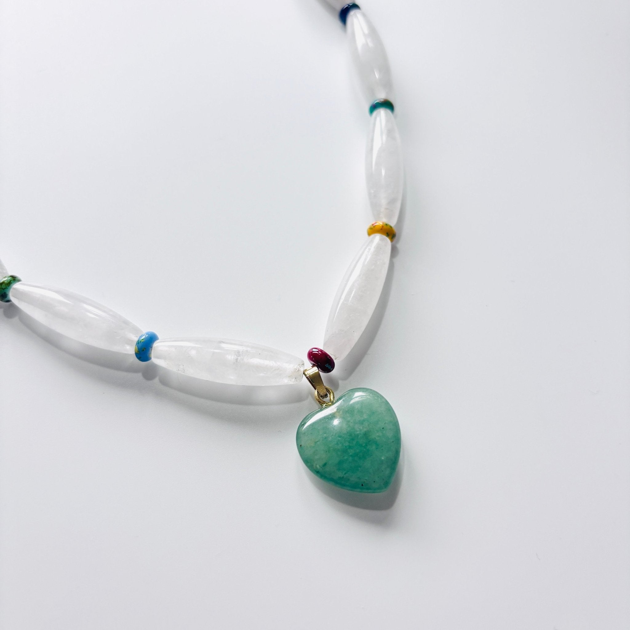 Detail of Spring Whisper White Crystal with Stone Pendant Necklace