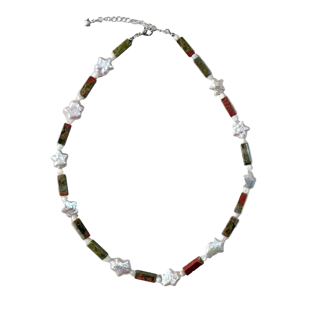 Starlight Garden Natural Stone and Pearl Necklace