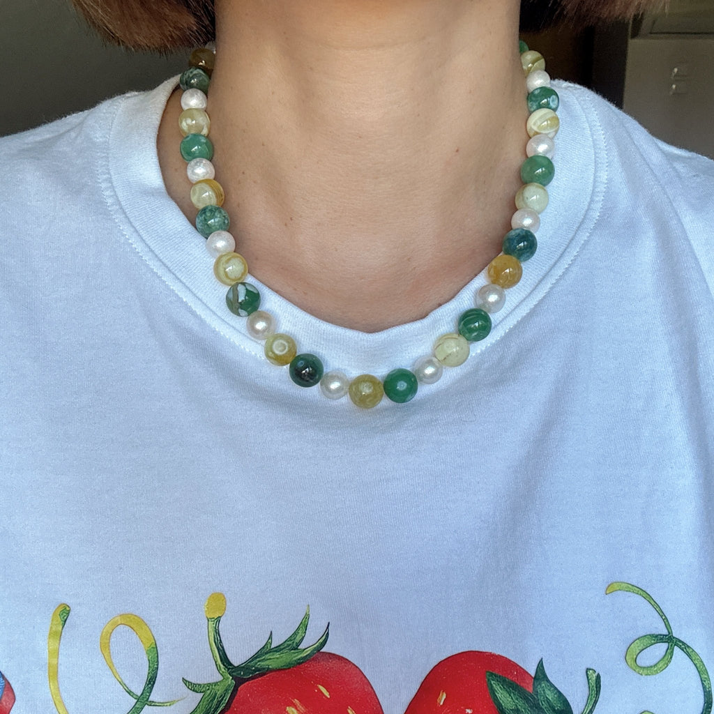 Model wearing Sunlit Garden Necklace