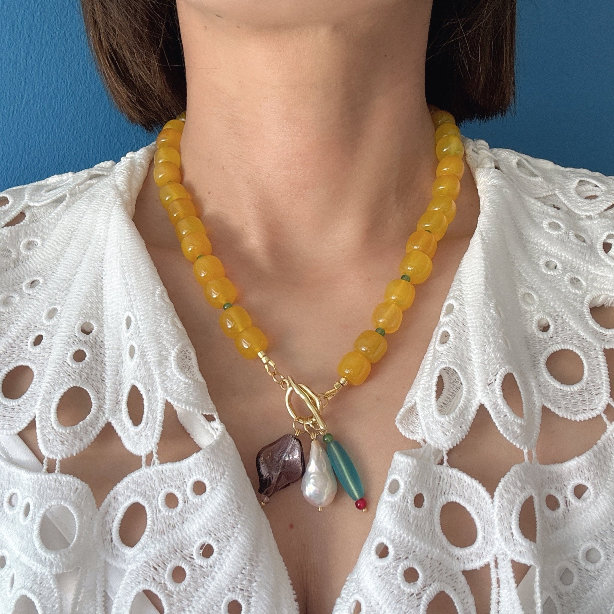 Model wearing Sweet Honey Necklace