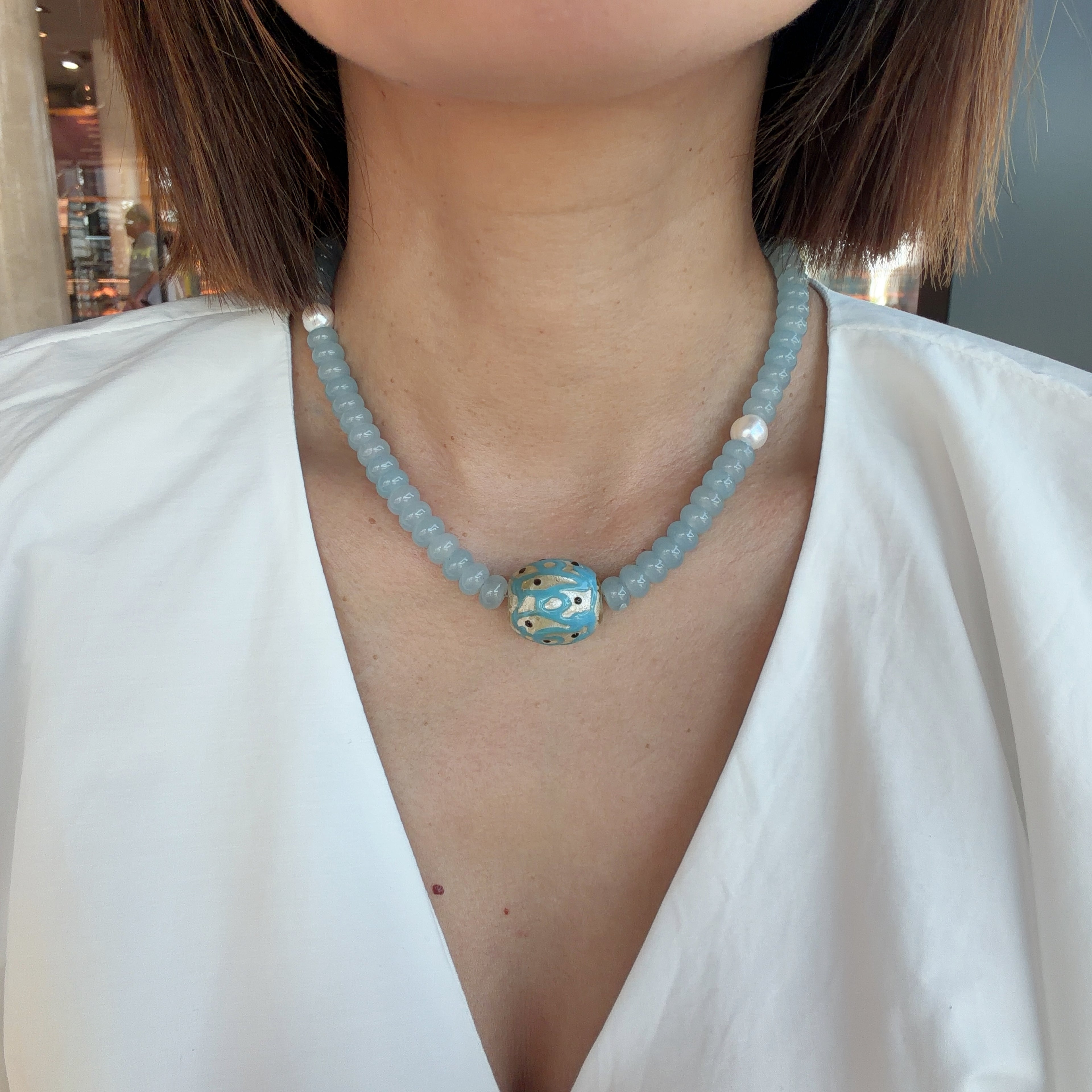 Model wearing Touch the Sky Necklace