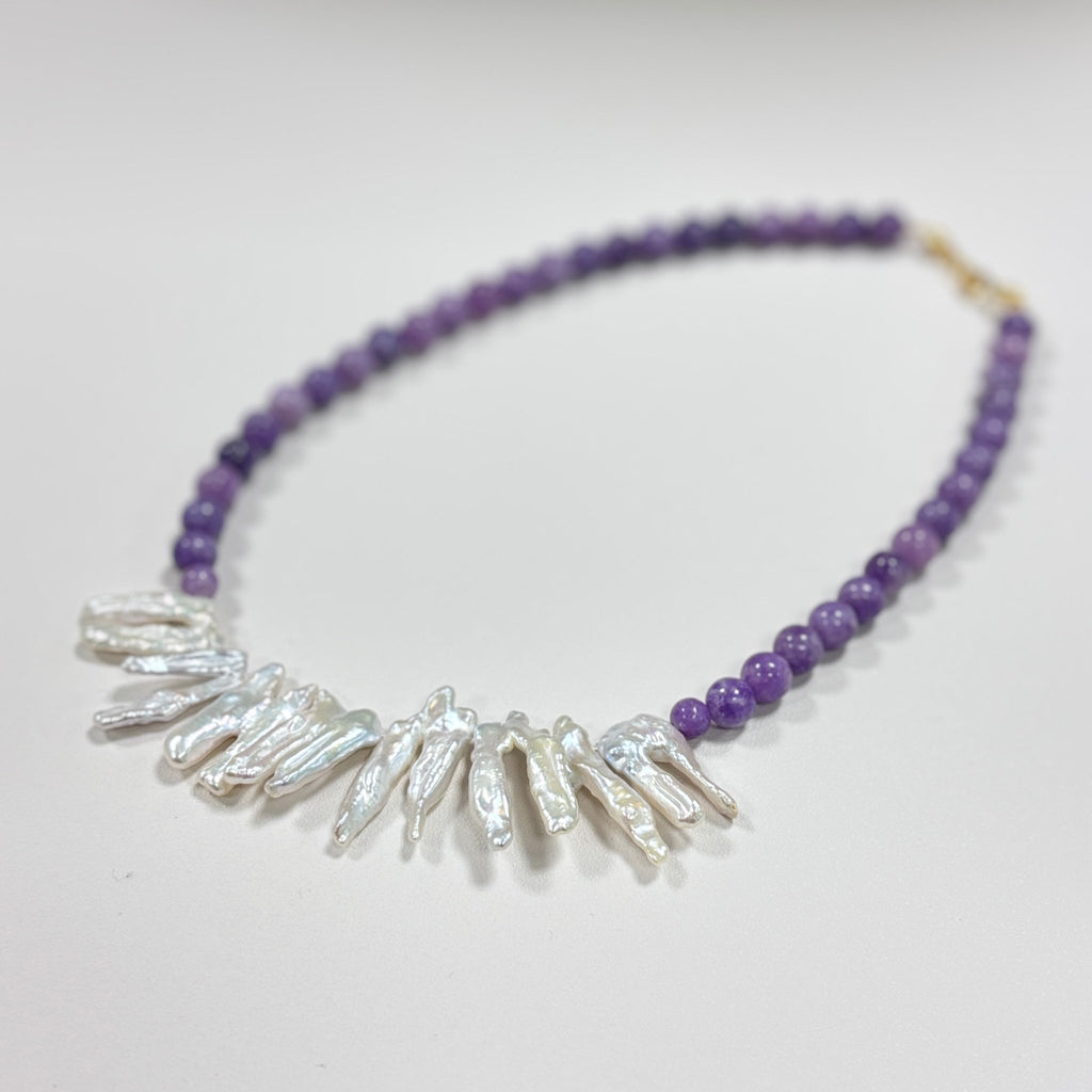 Violet Aura - Amethyst & Natural Pearl Necklace