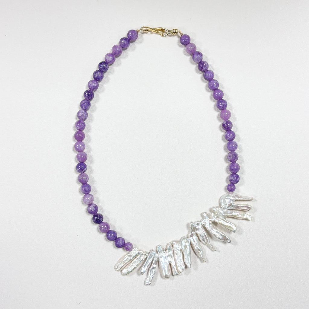 Violet Aura - Amethyst & Natural Pearl Necklace